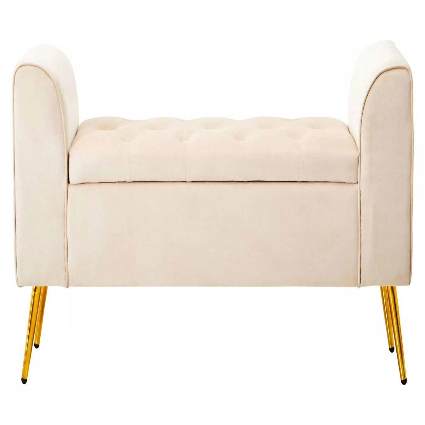 Loretta Stone Velvet Storage Bench With Gold Finish Legs by Fifty Five South