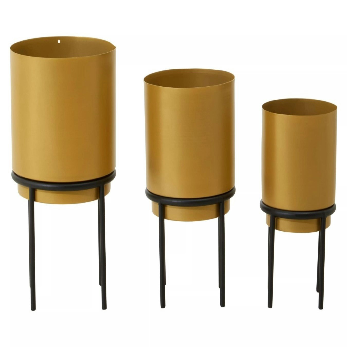 Avento Gold Finish Planters - Set Of Three by Fifty Five South