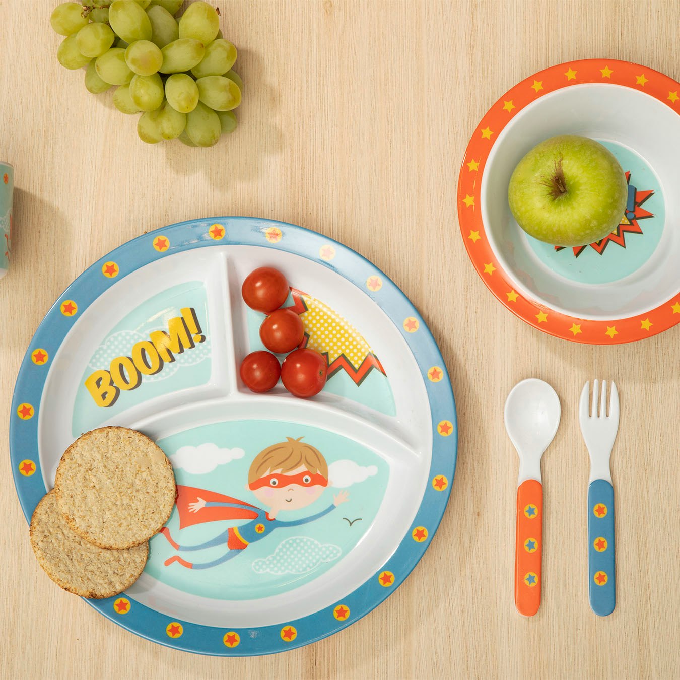 Mimo Kids Dinner Set - Super Rupert - Set of 5 by Fifty Five South