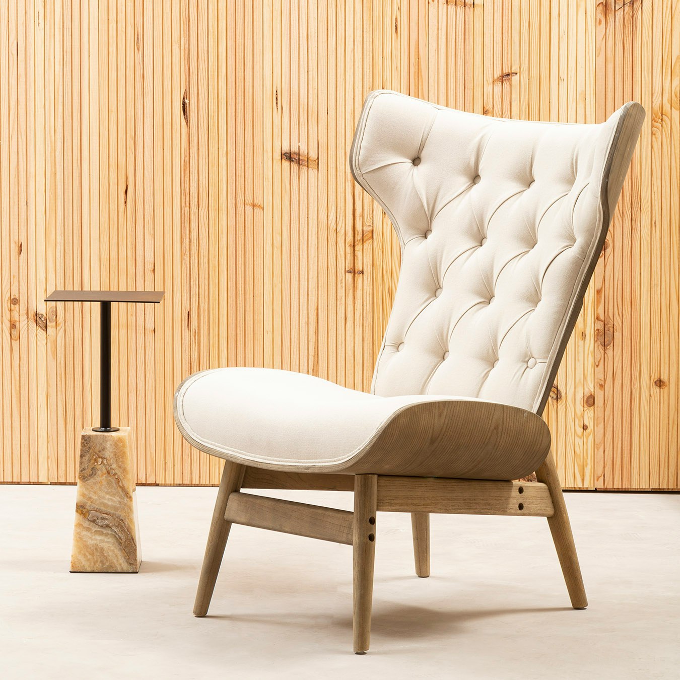 Vinsi Winged Back Chair - Beige / Grey by Fifty Five South