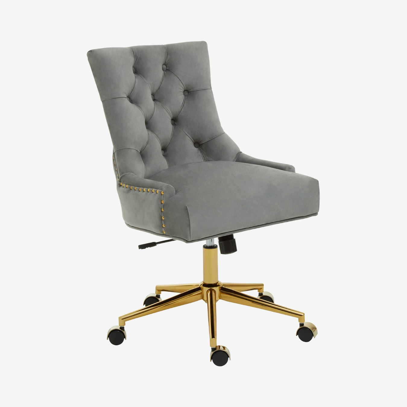 Anita Velvet Office Chair - Grey / Gold by Fifty Five South