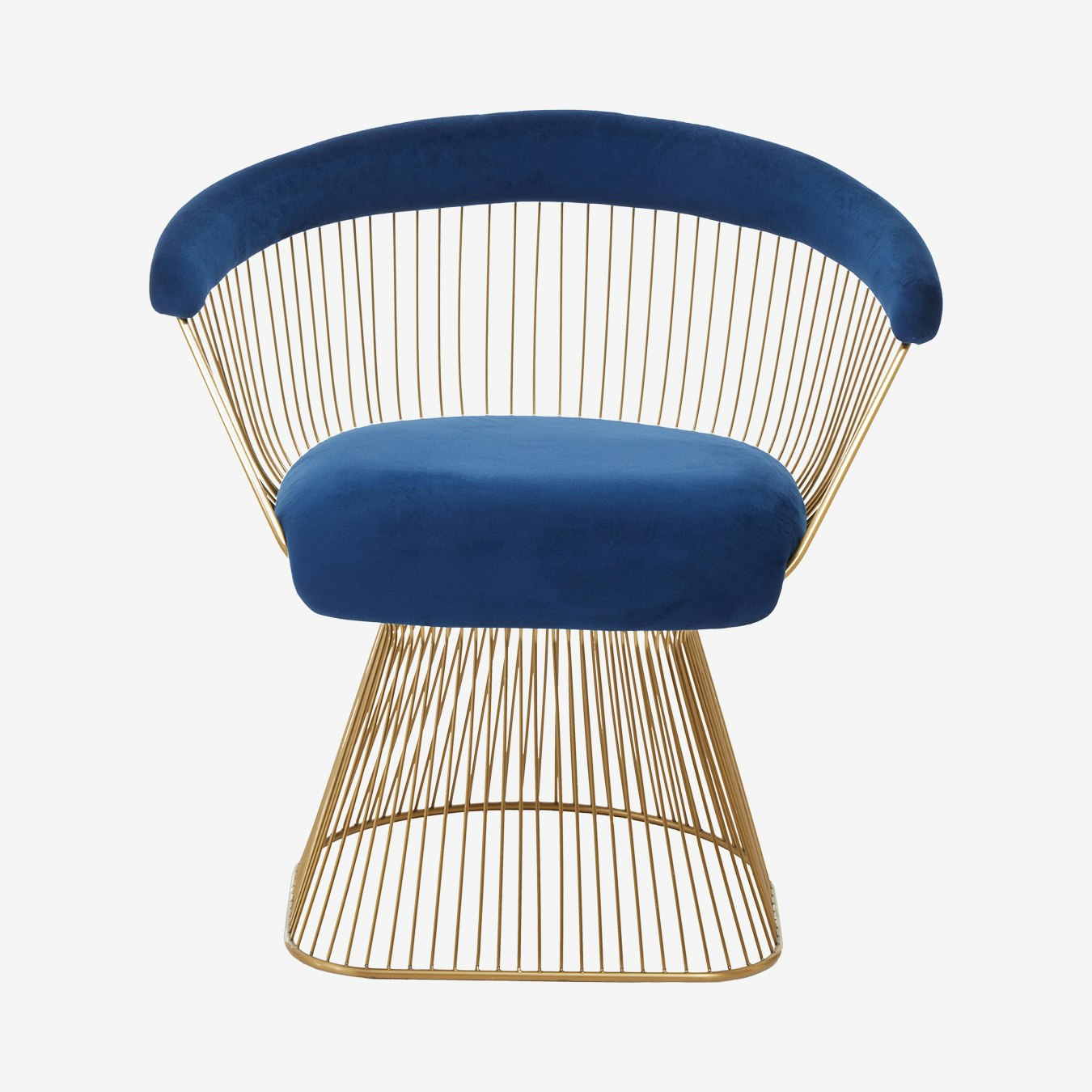 Anzio Velvet Chair - Navy / Gold by Fifty Five South