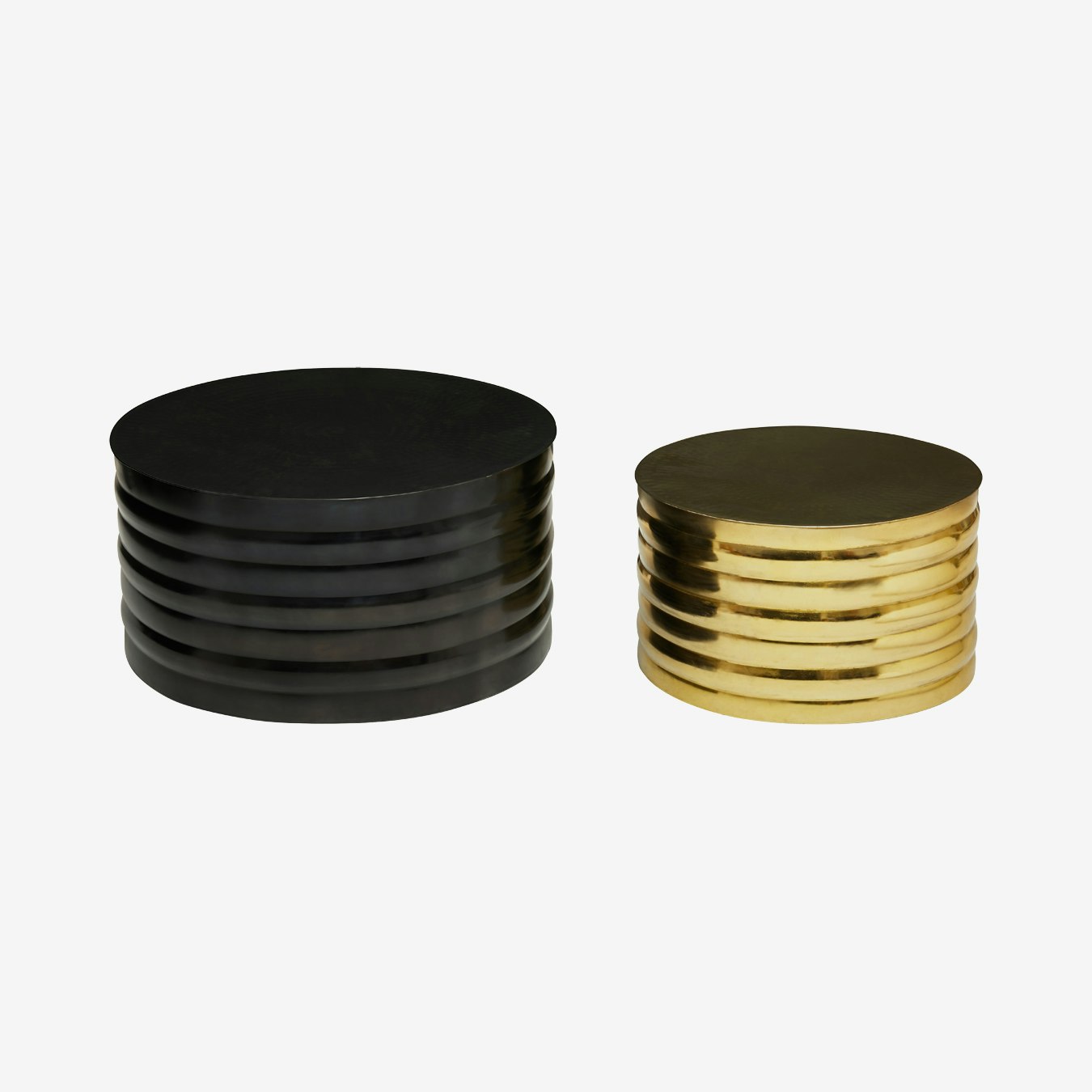 Arti Round Coffee Tables - Black / Brass - Set of 2 by Fifty Five South