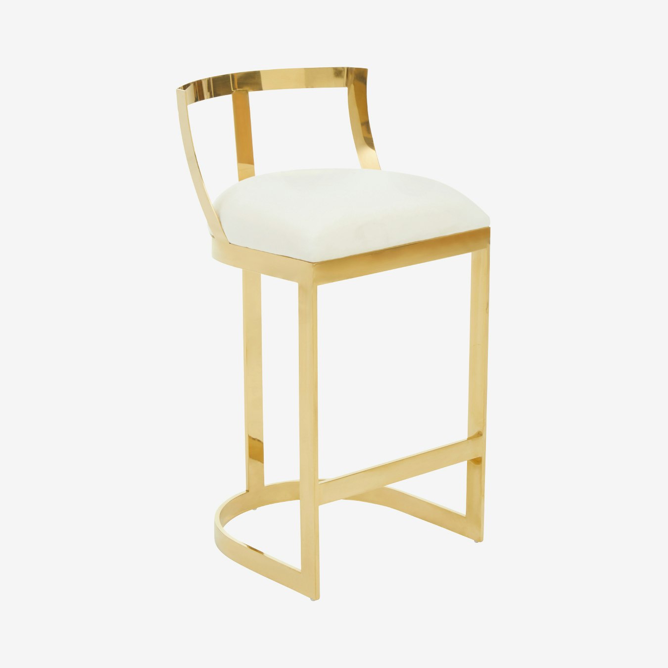 Azalea Velvet Bar Stool - Ivory / Gold by Fifty Five South