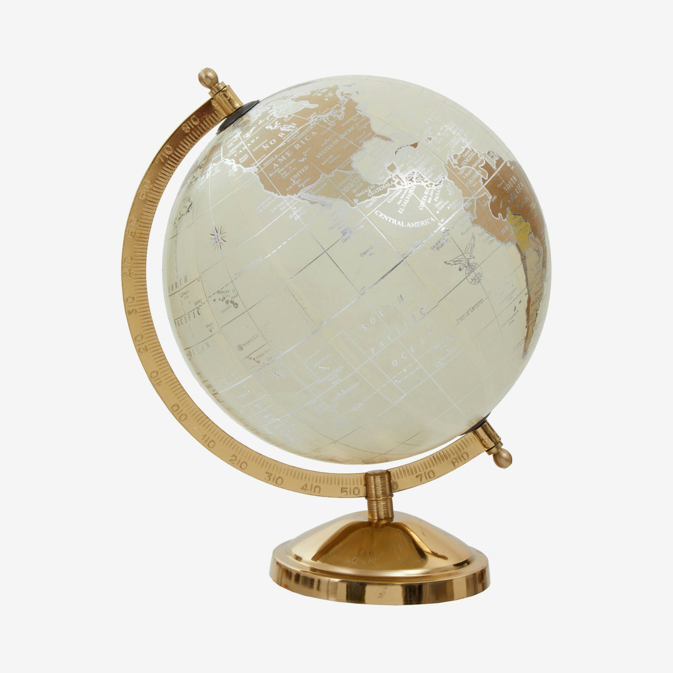 Churchill Globe - Antique White / Matte Gold by Fifty Five South
