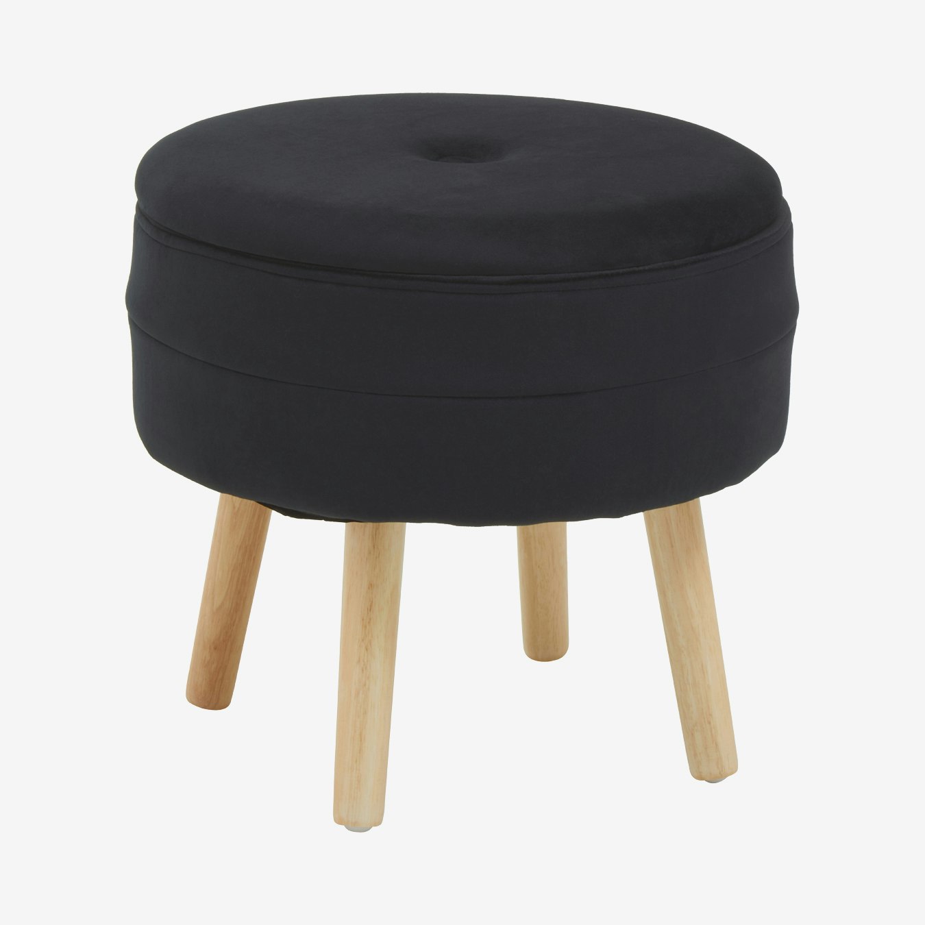 Ivy Round Velvet Storage Stool - Black by Fifty Five South