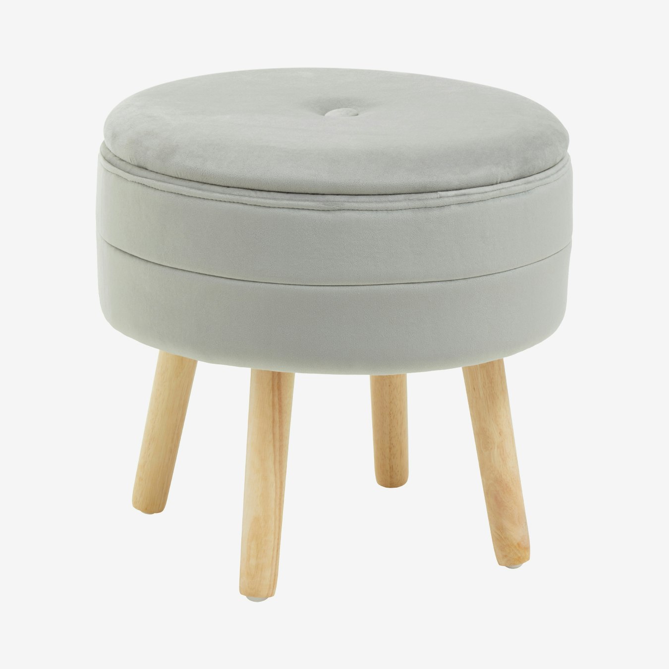 Ivy Round Velvet Storage Stool - Grey by Fifty Five South