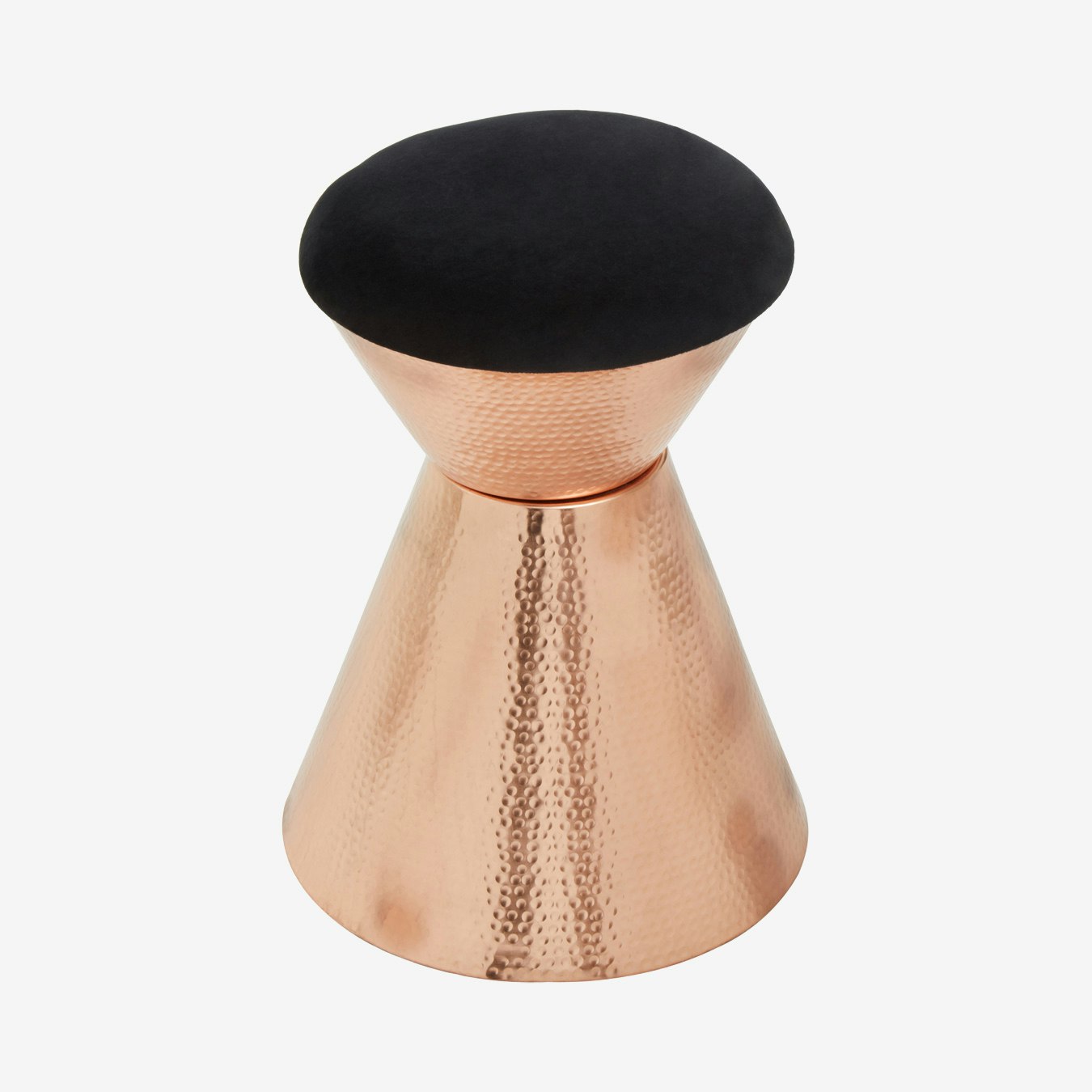 Jaipur Velvet Stool - Black / Copper by Fifty Five South