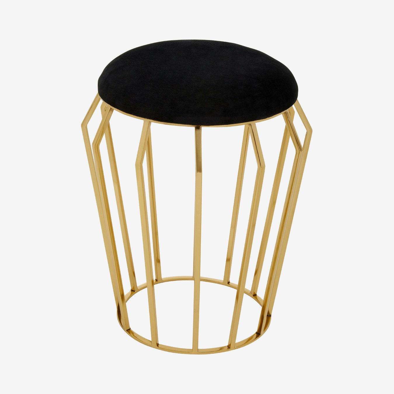 Jaipur Velvet Stool - Black / Gold by Fifty Five South