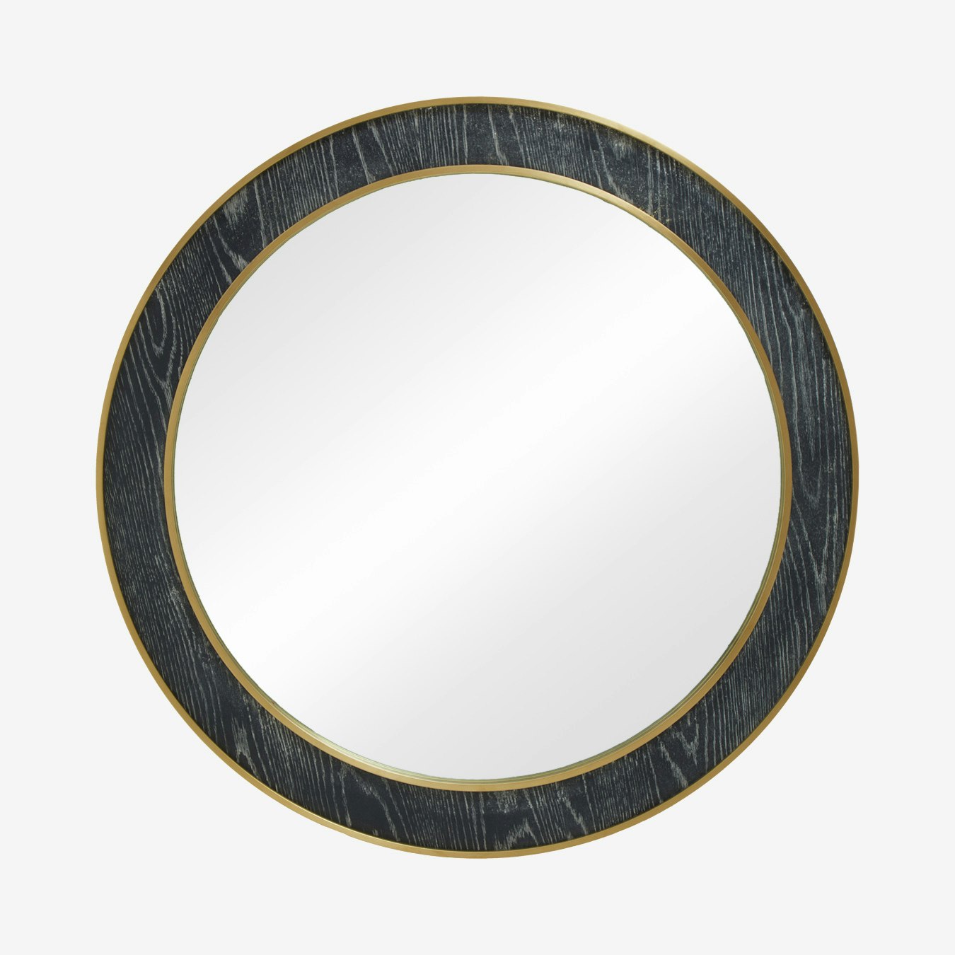 Lena Round Mirror - Black / White Oak by Fifty Five South