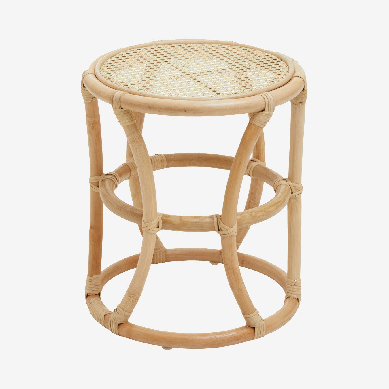 Mataram Round Rattan Stool - Natural by Fifty Five South