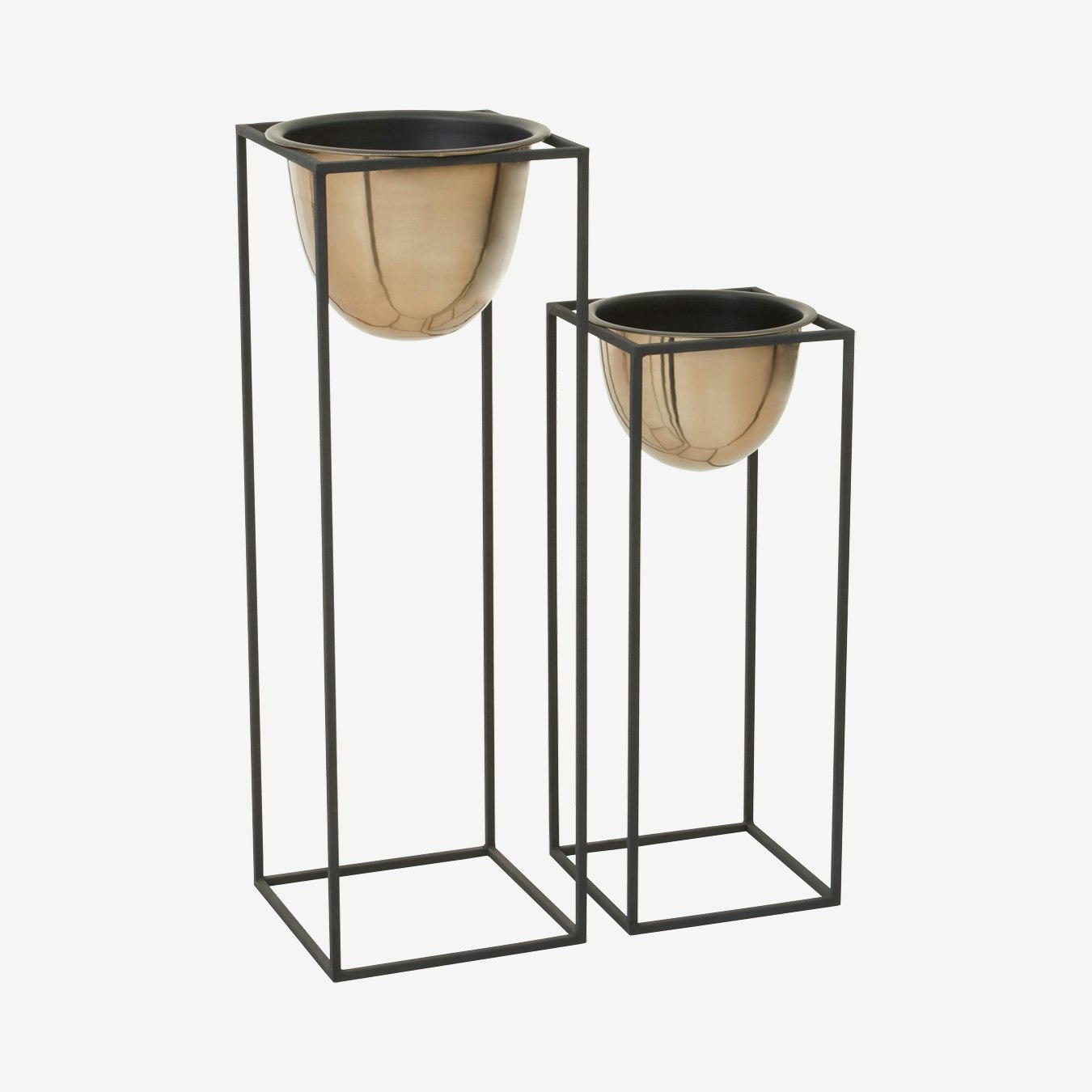 Pascal Floor Planters - Antique Gold / Black - Set of 2 by Fifty Five South
