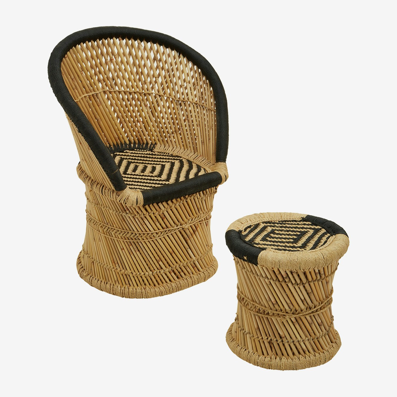Rowan Rope Chair & Stool - Natural / Black by Fifty Five South