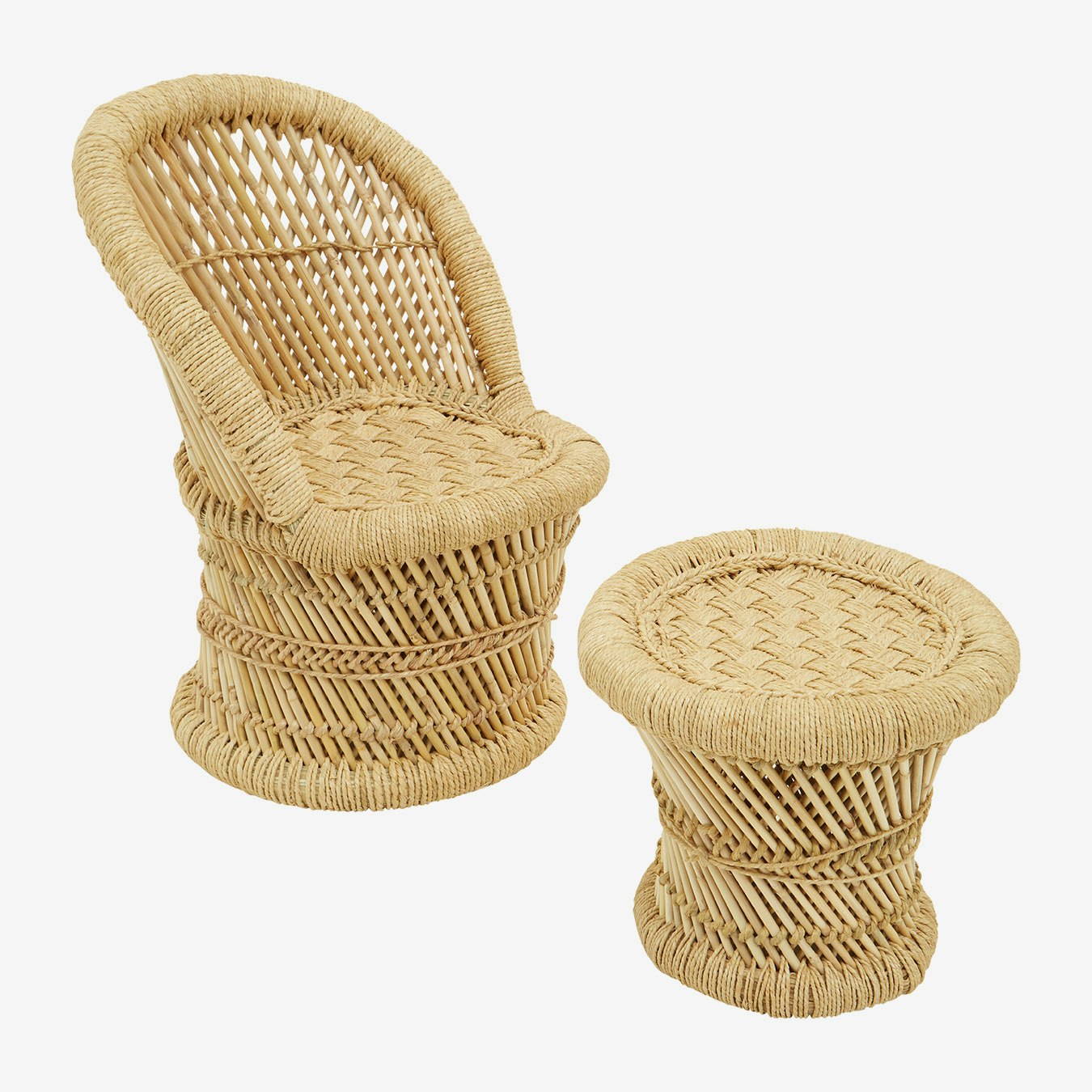 Rowan Childrens Rope Chair & Stool - Natural by Fifty Five South