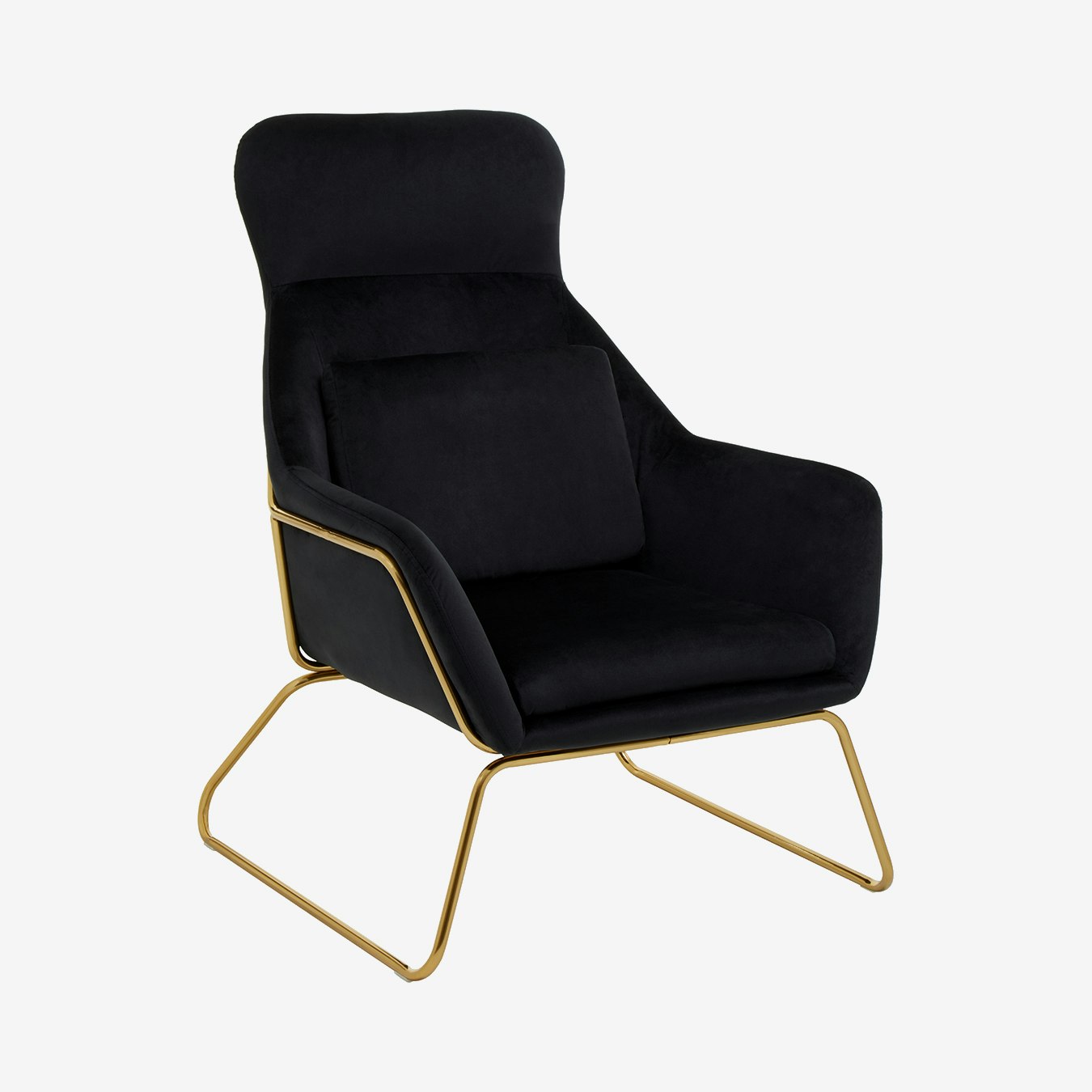 Stockholm Velvet Lounge Chair - Black / Gold by Fifty Five South