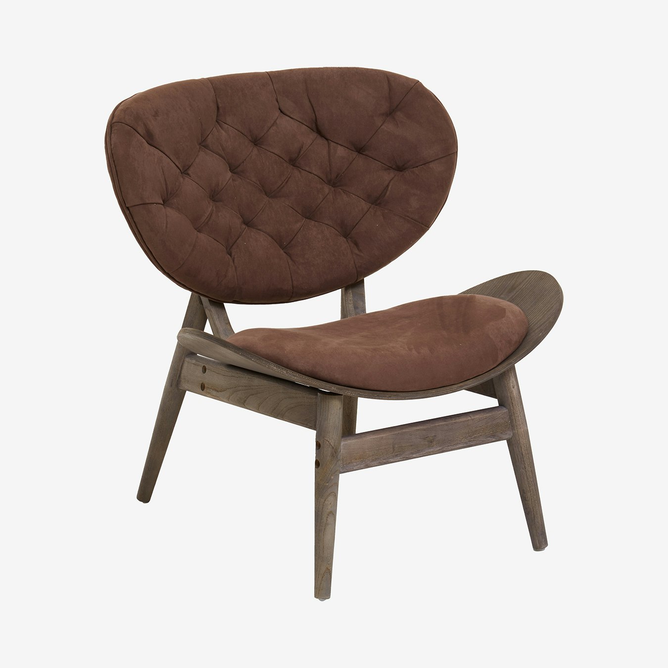 Vinsi Winged Back Chair - Brown / Dark Wood by Fifty Five South