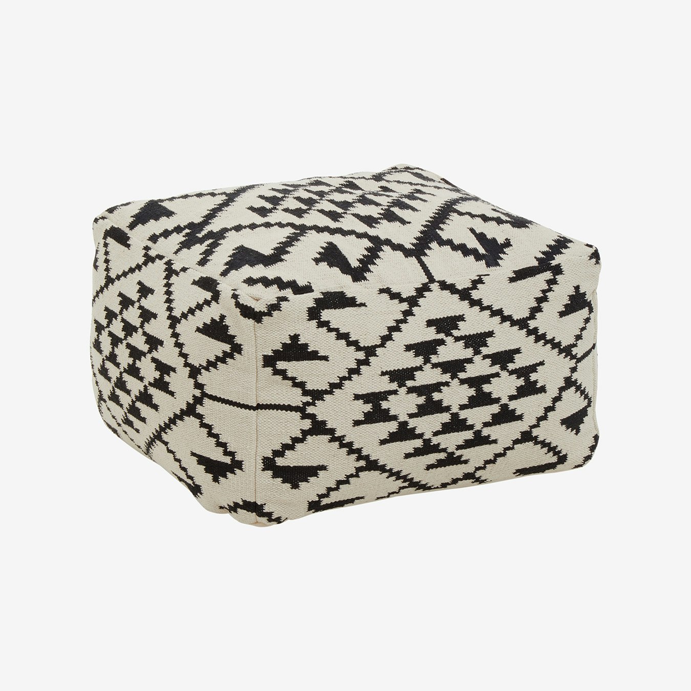 Cefena Berber Style Pouffe - Black / White by Fifty Five South