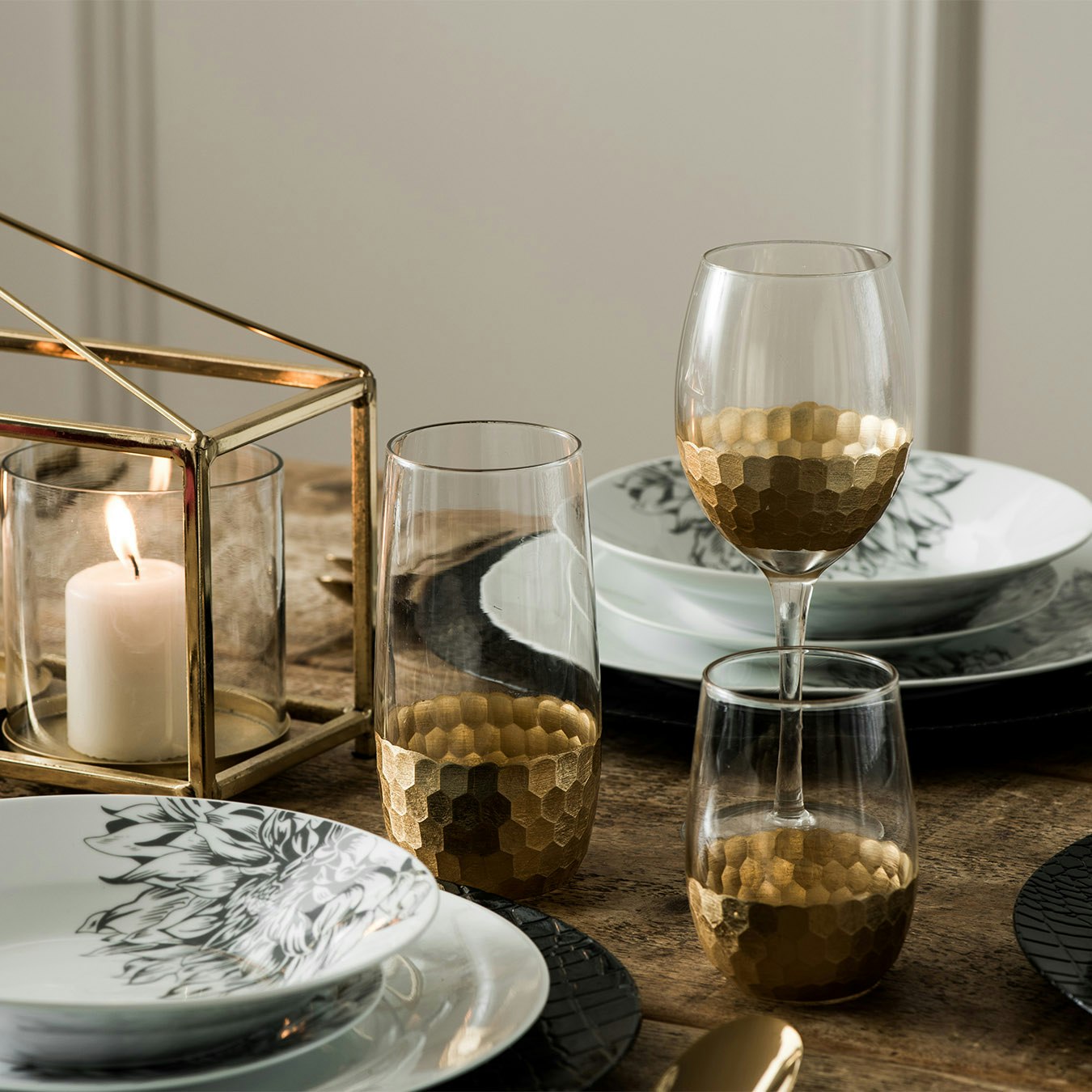 Astrid Highball Glasses - Gold - Set of 4 by Fifty Five South