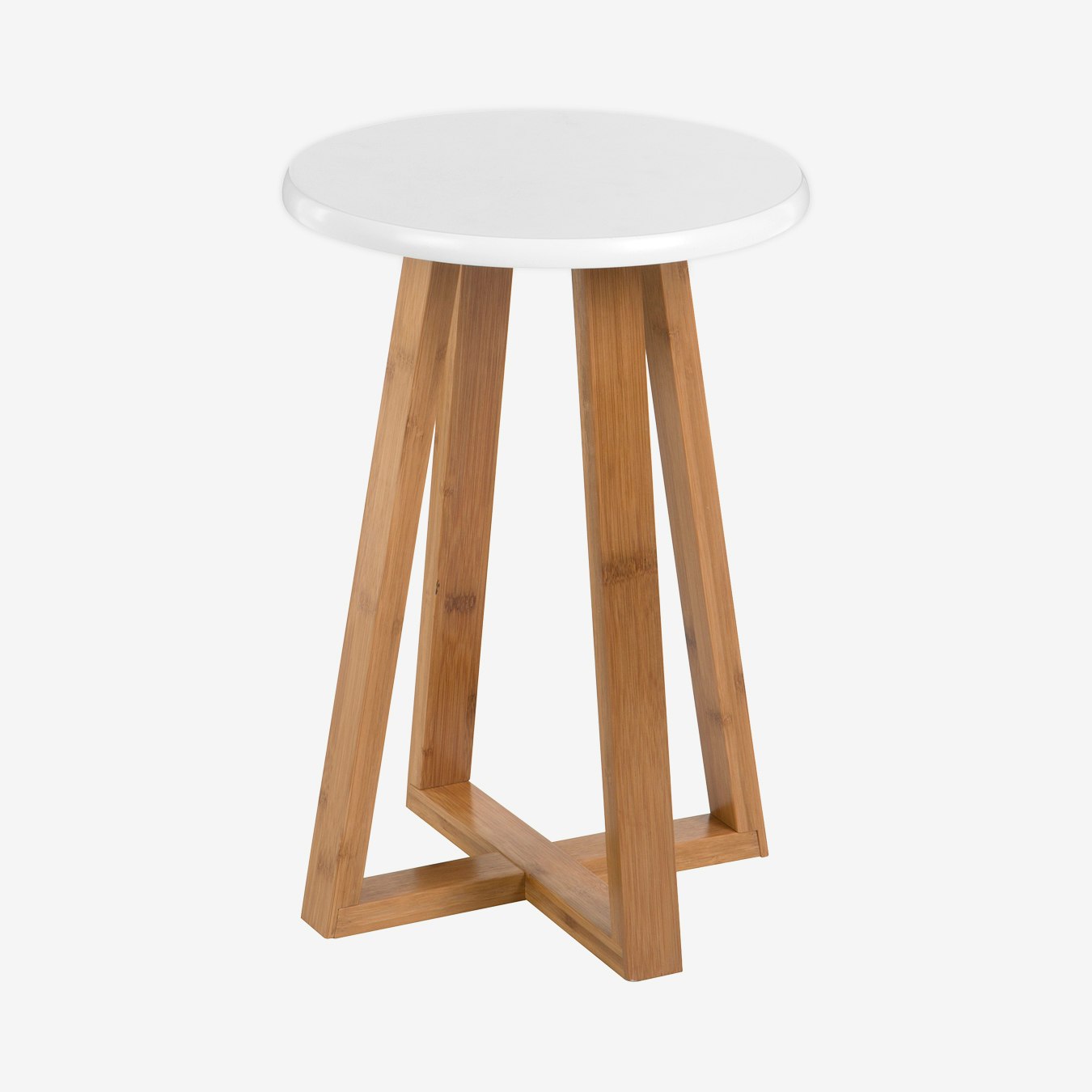 Viborg Round Stool - White / Natural by Fifty Five South