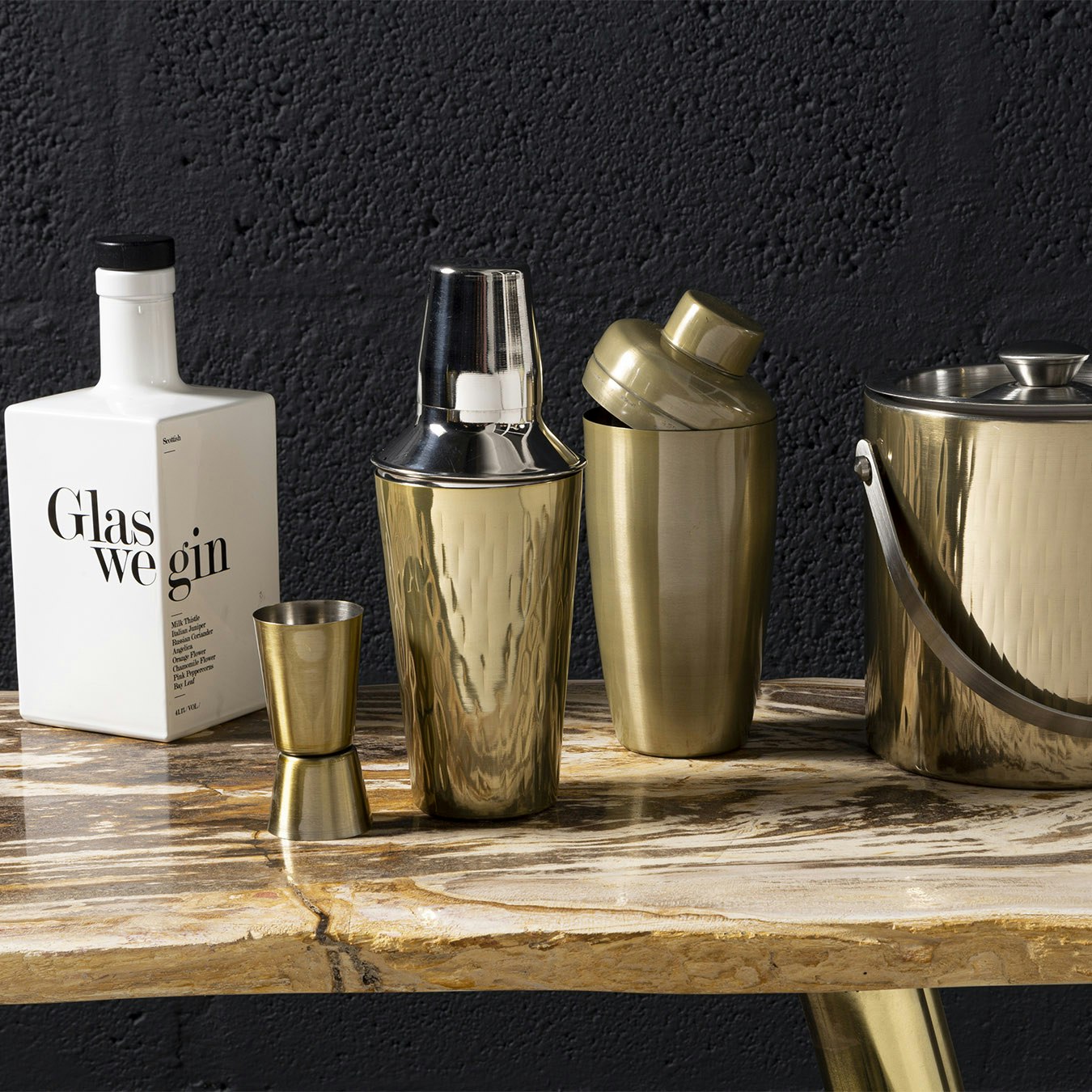 Mixology Cocktail Shaker - Hammered Brass by Fifty Five South