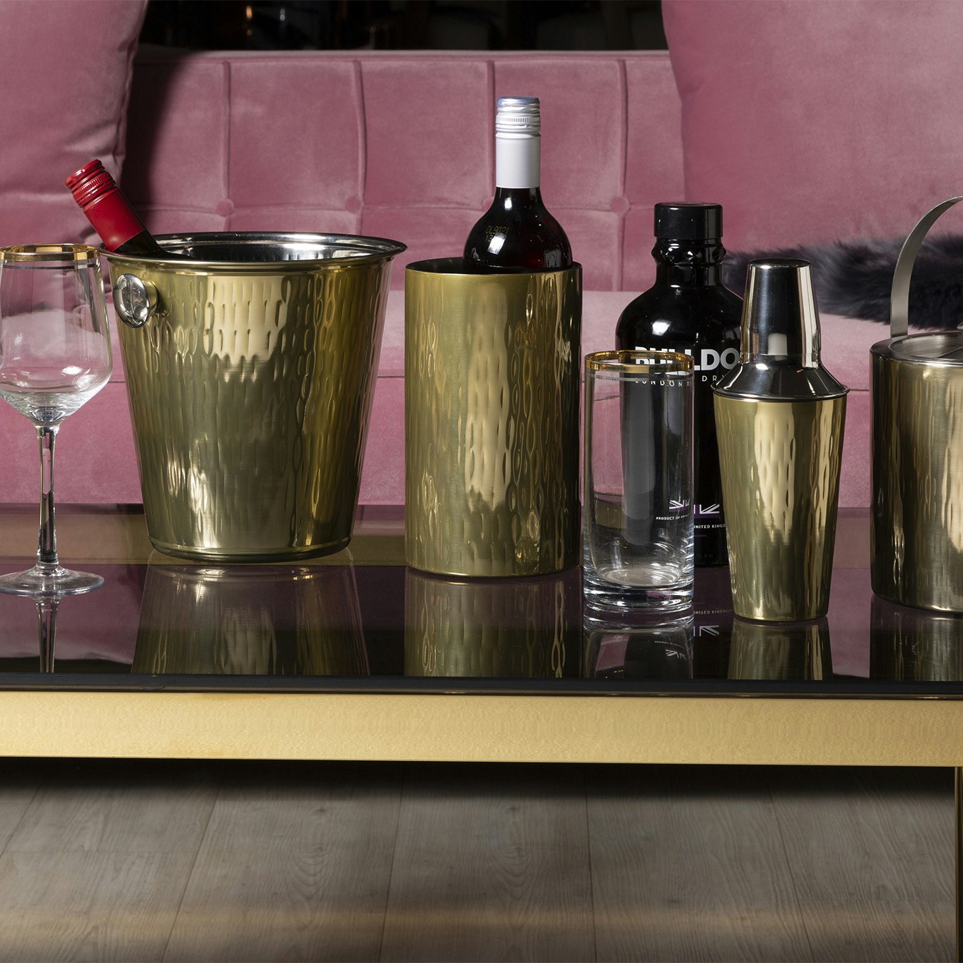 Mixology Wine Cooler - Hammered Brass by Fifty Five South