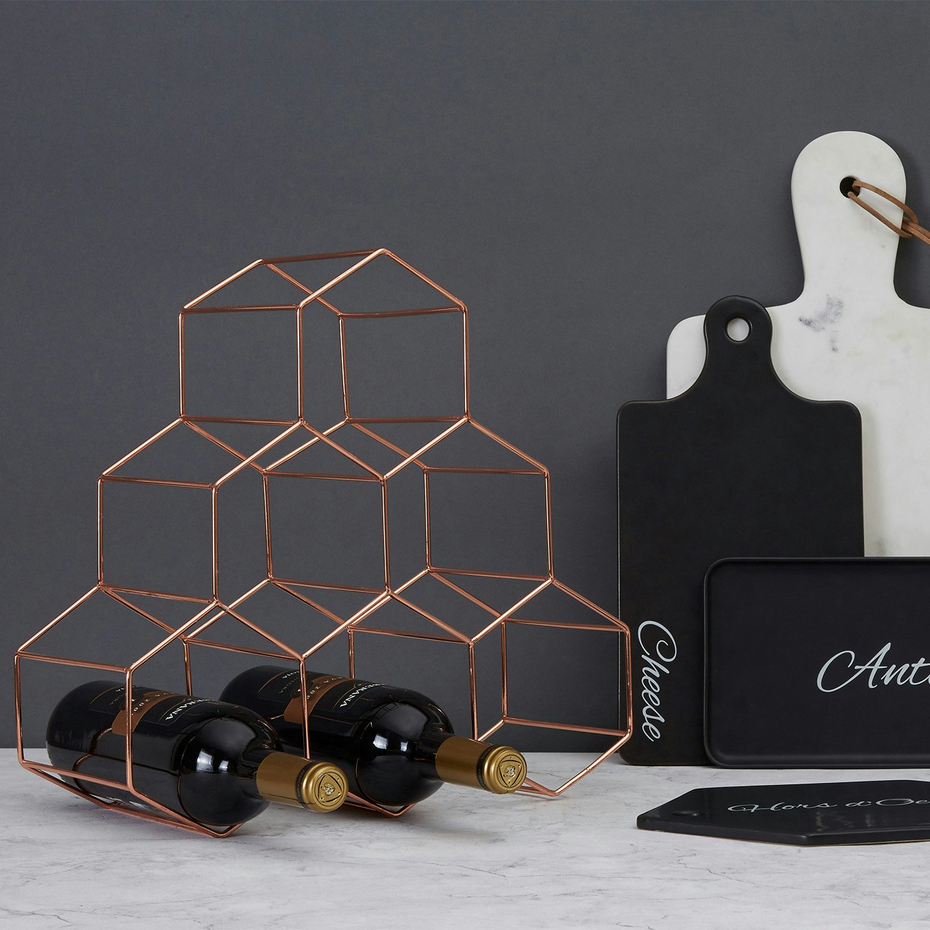 Vertex 6-Bottle Wine Rack - Copper by Fifty Five South