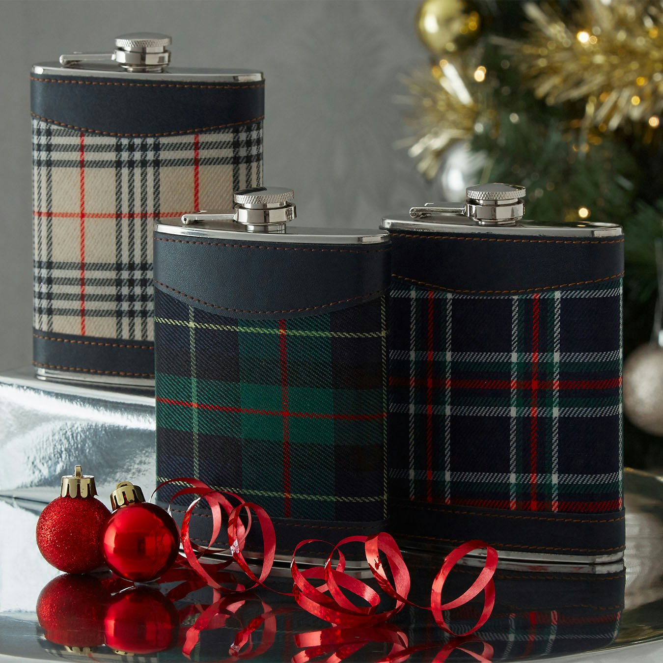 Hip Flask - Blue Tartan by Fifty Five South