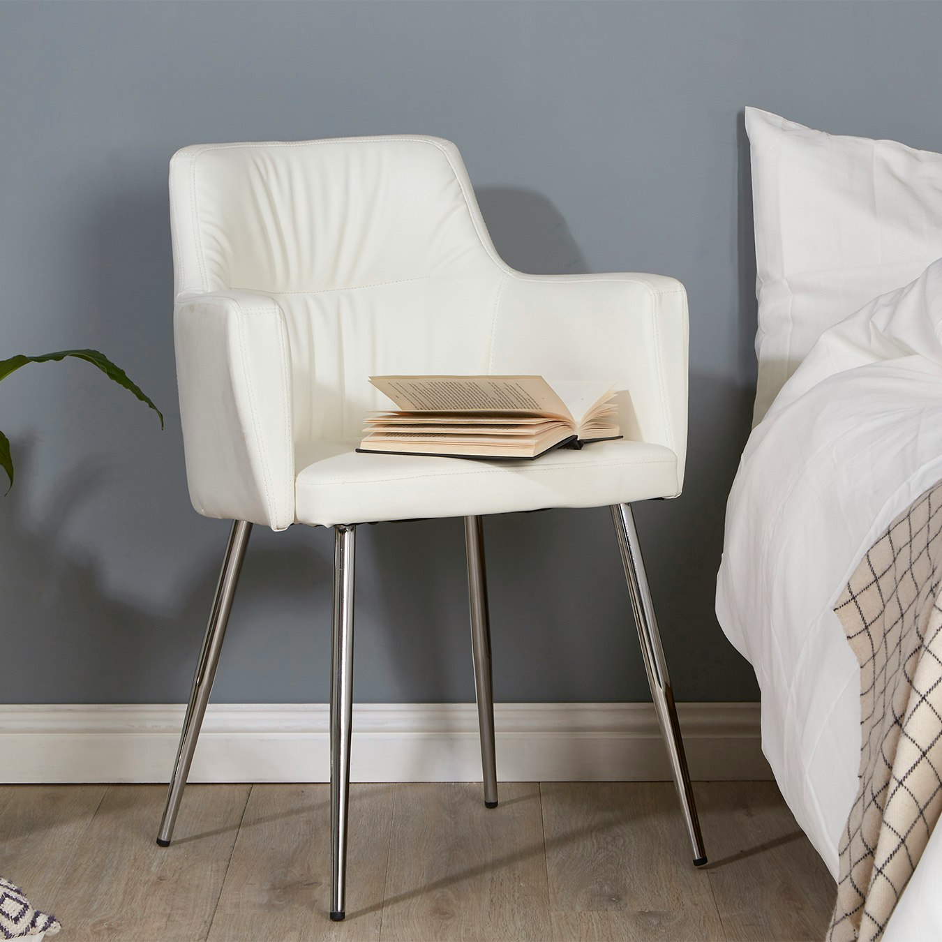 Chair with Chrome Legs - White by Fifty Five South