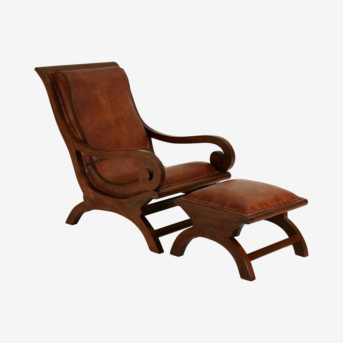 Inca Chair & Footstool - Brown by Fifty Five South