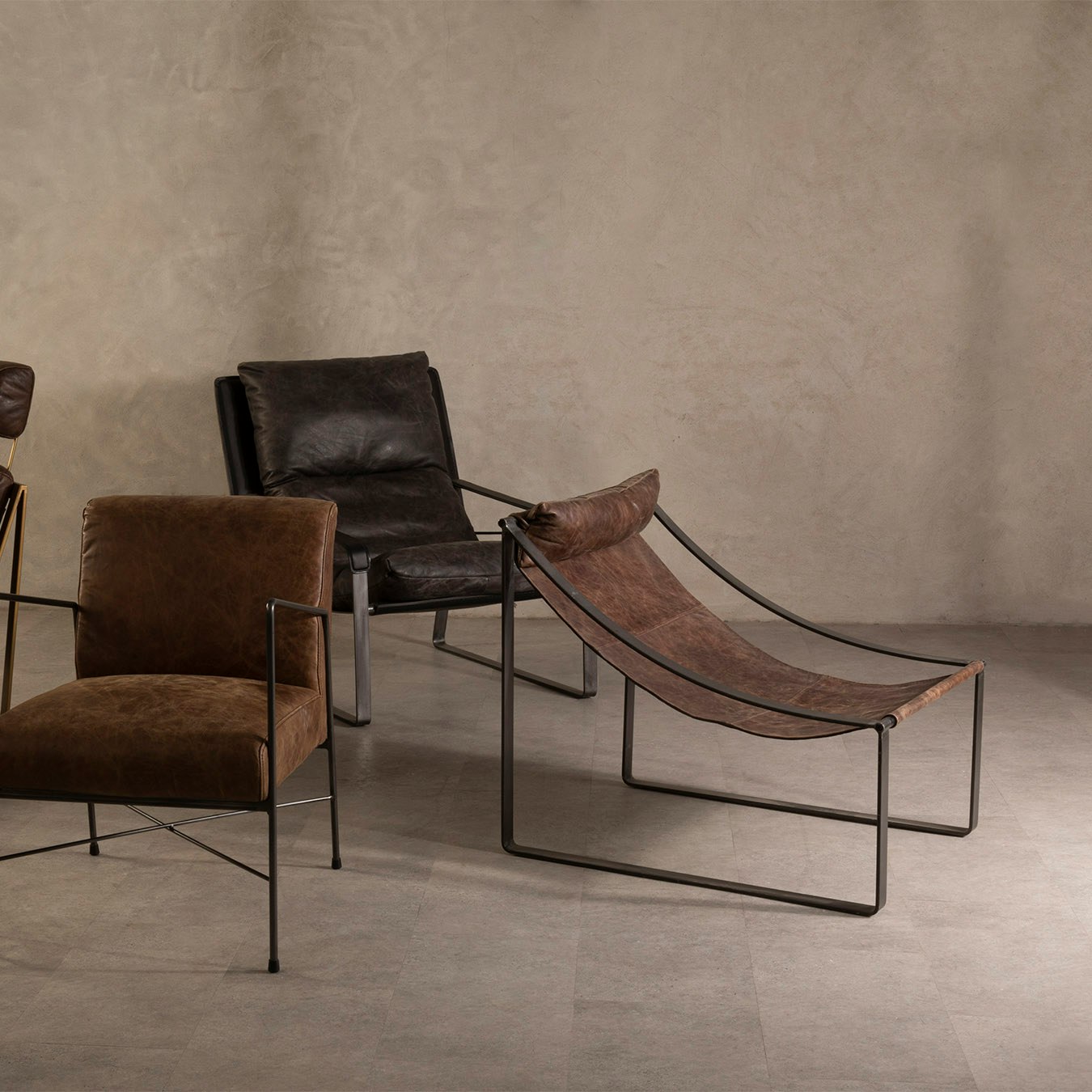 Hoxton Sling Chair - Brown by Fifty Five South