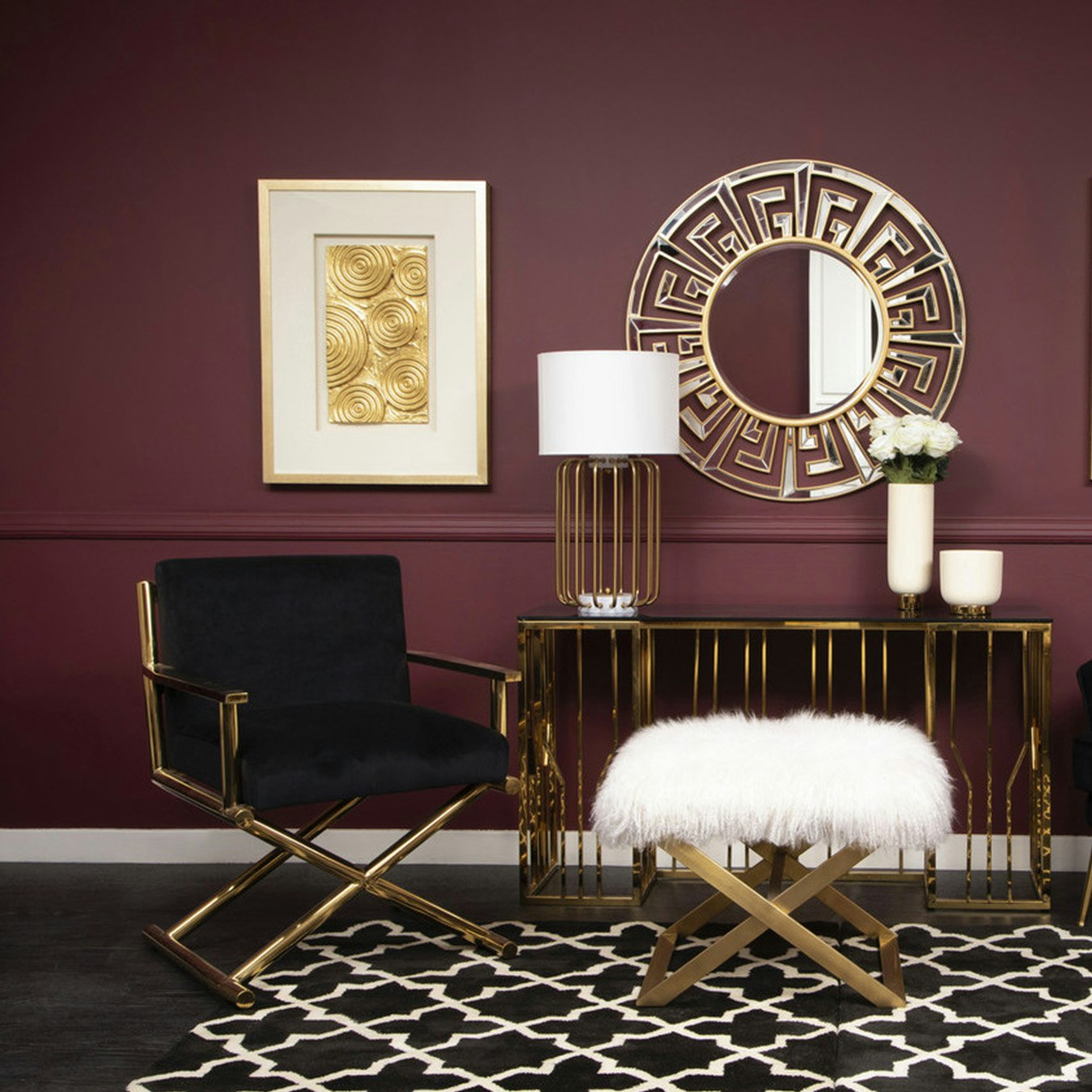 Hendricks Chair with Geometric Legs - Black by Fifty Five South