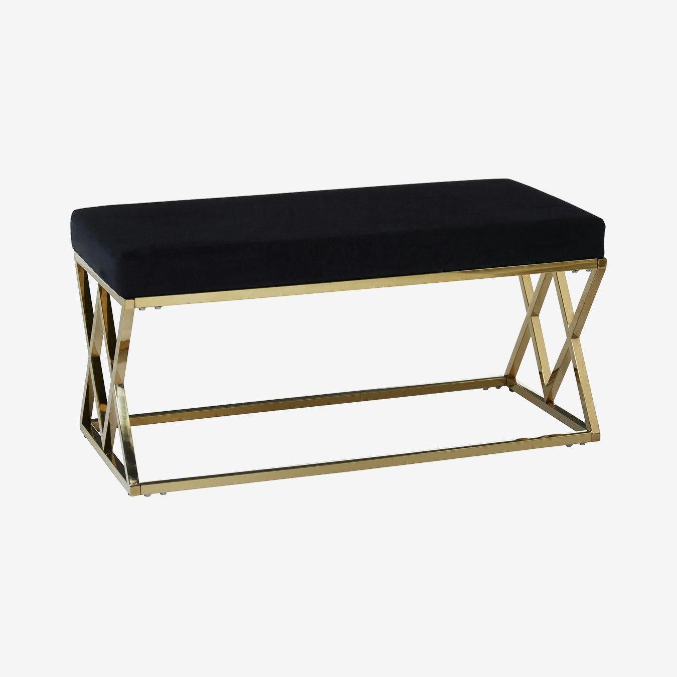 Allure Bench with Geometric Base - Black / Gold by Fifty Five South