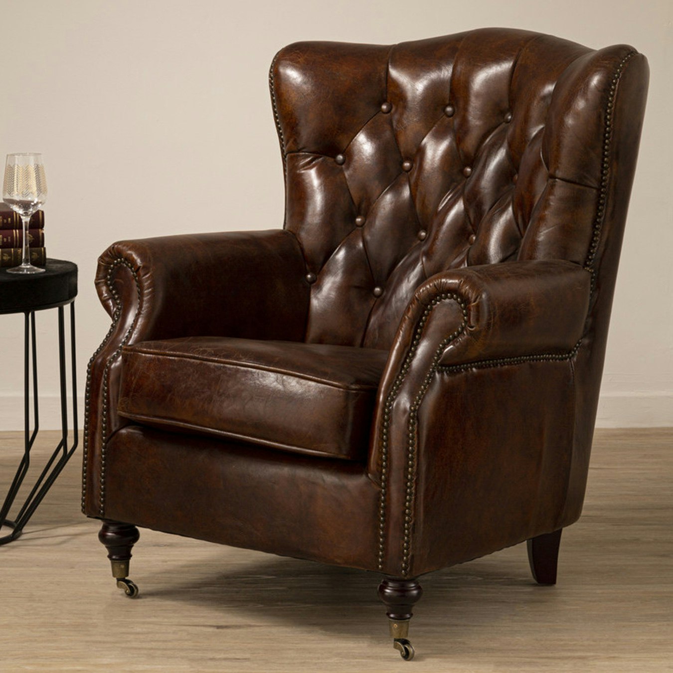 Victor Scroll Armchair - Brown by Fifty Five South