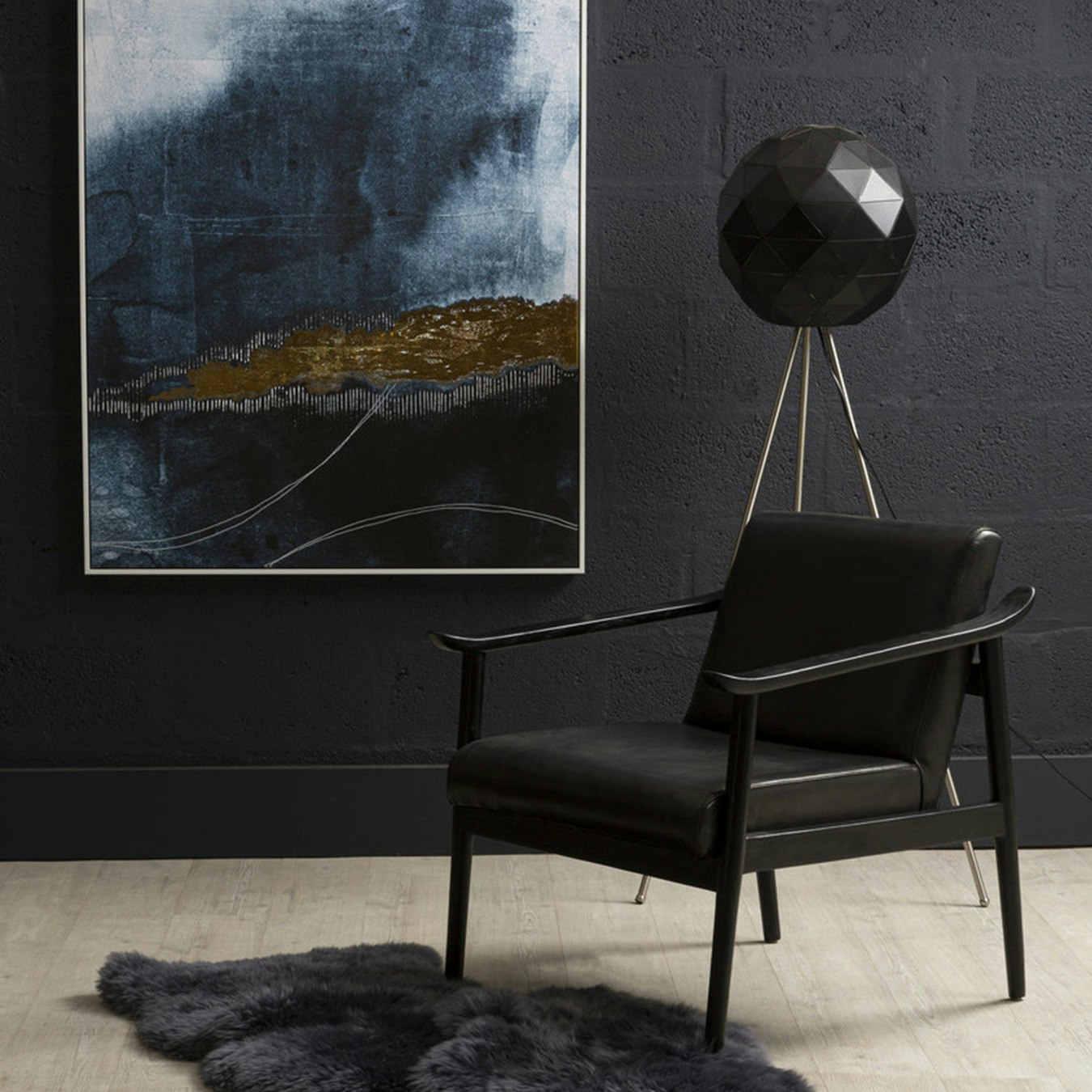 Kendari Chair - Black - Cow Leather / Teak Wood by Fifty Five South