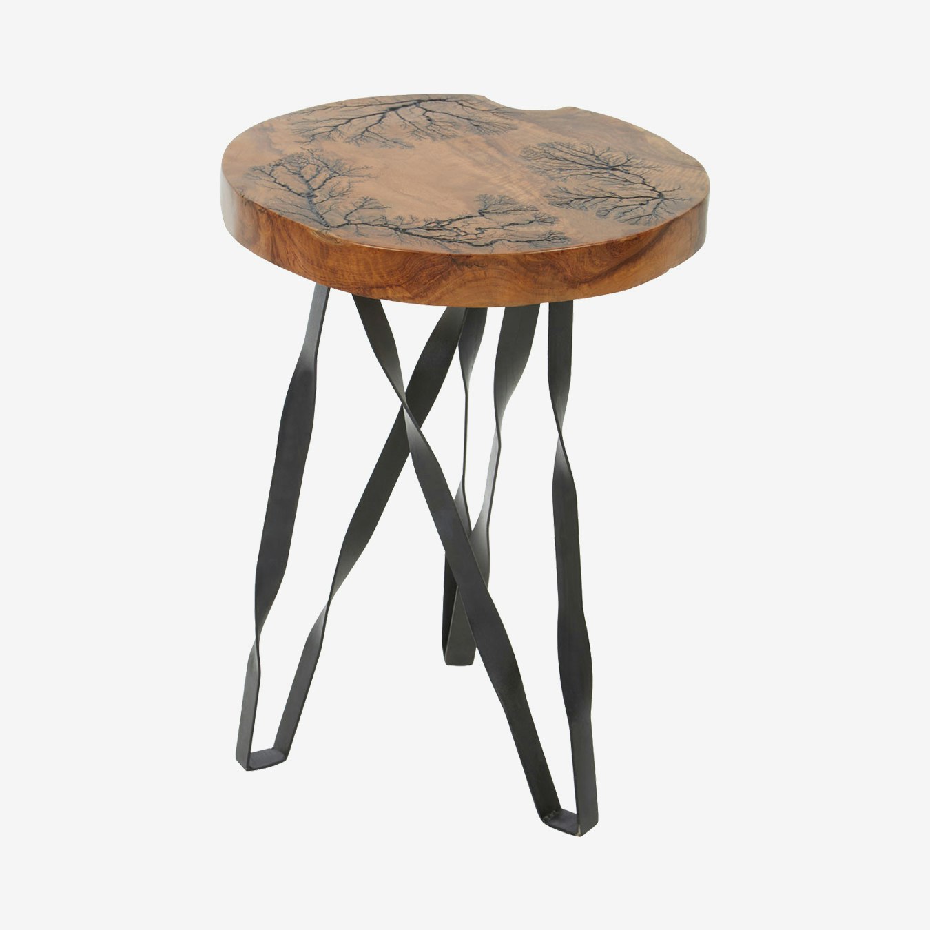 Surak Round Stool - Brown / Black by Fifty Five South