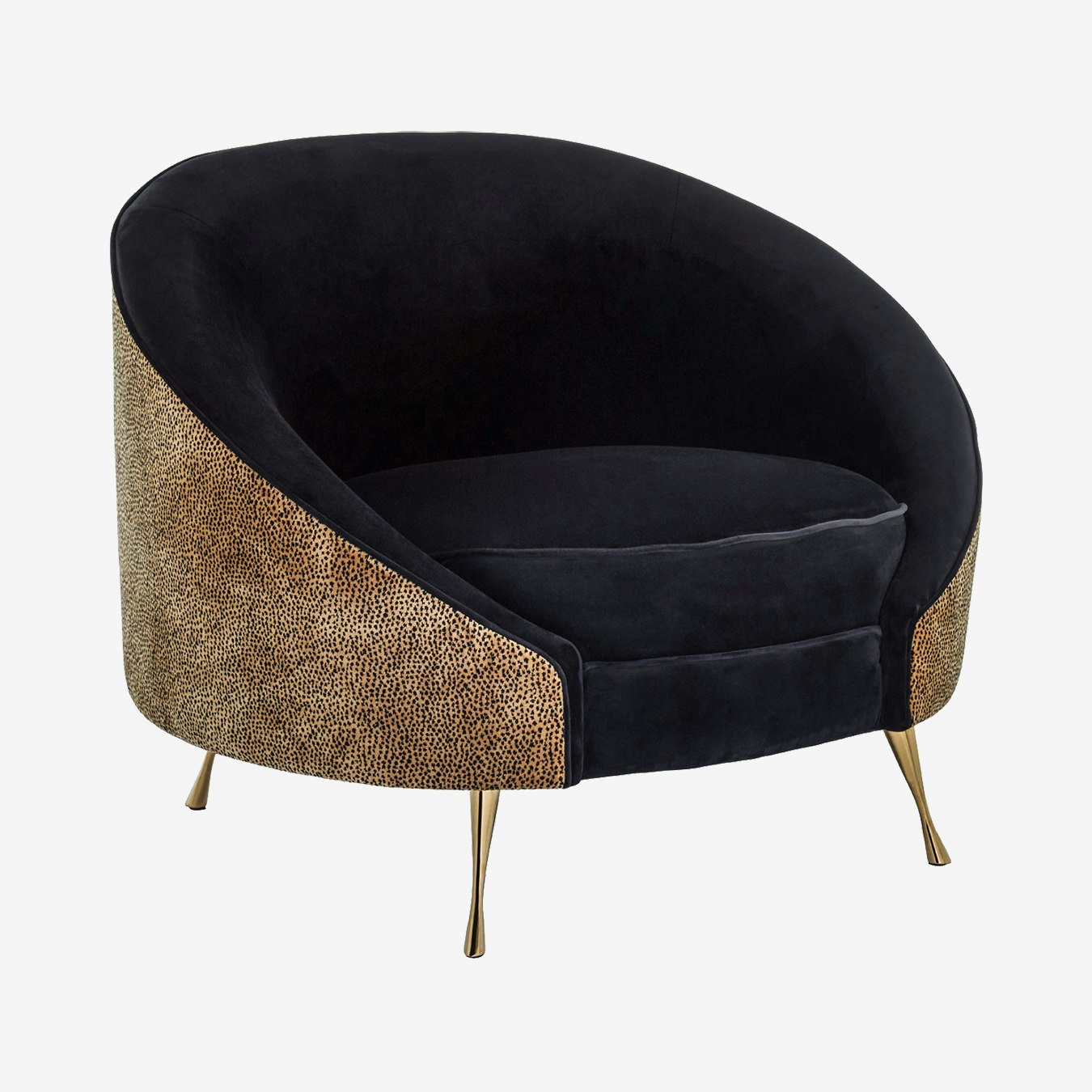 Manhattan Armchair with Leopard Print - Black / Antique Gold by Fifty Five South