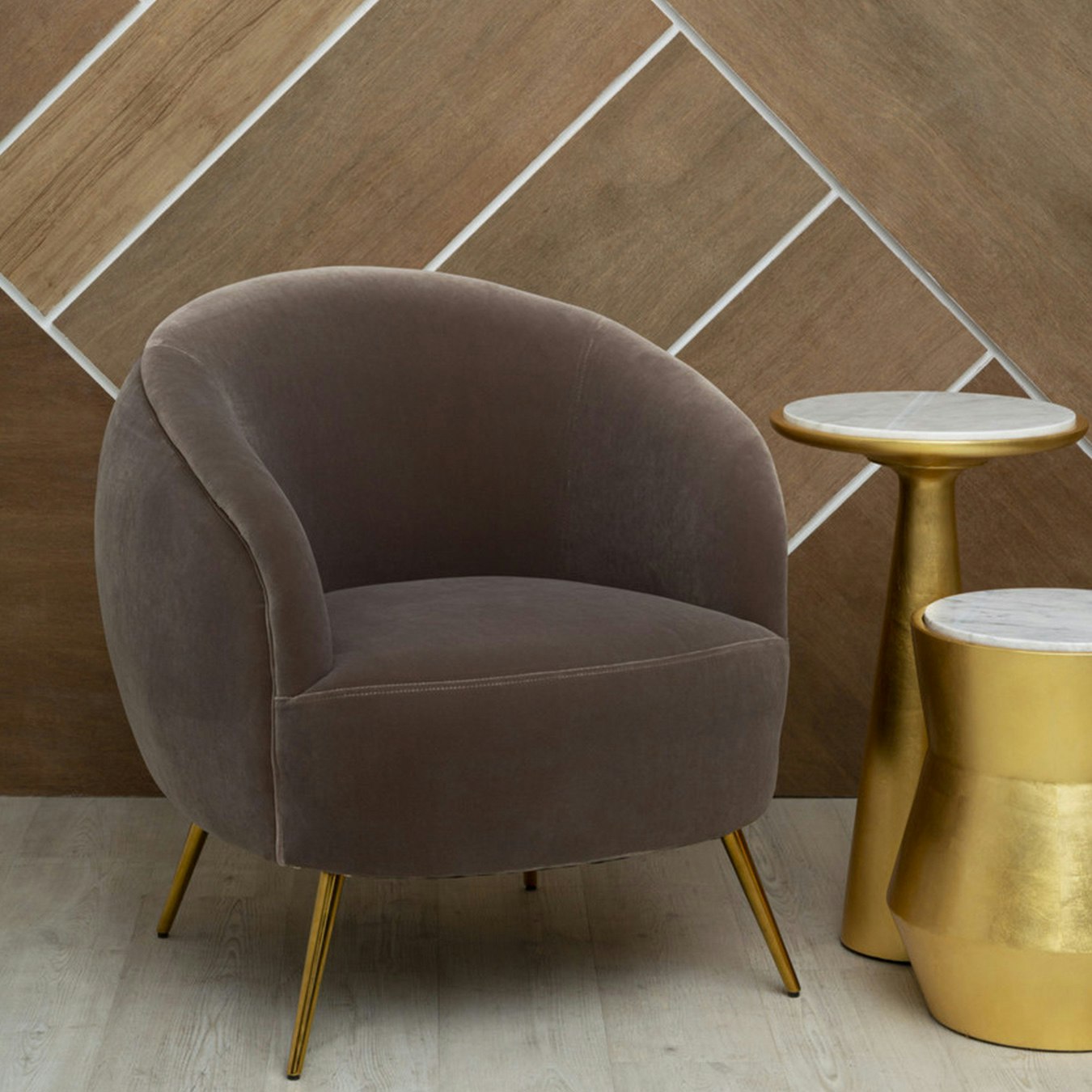 Manhattan Armchair - Mink / Gold by Fifty Five South