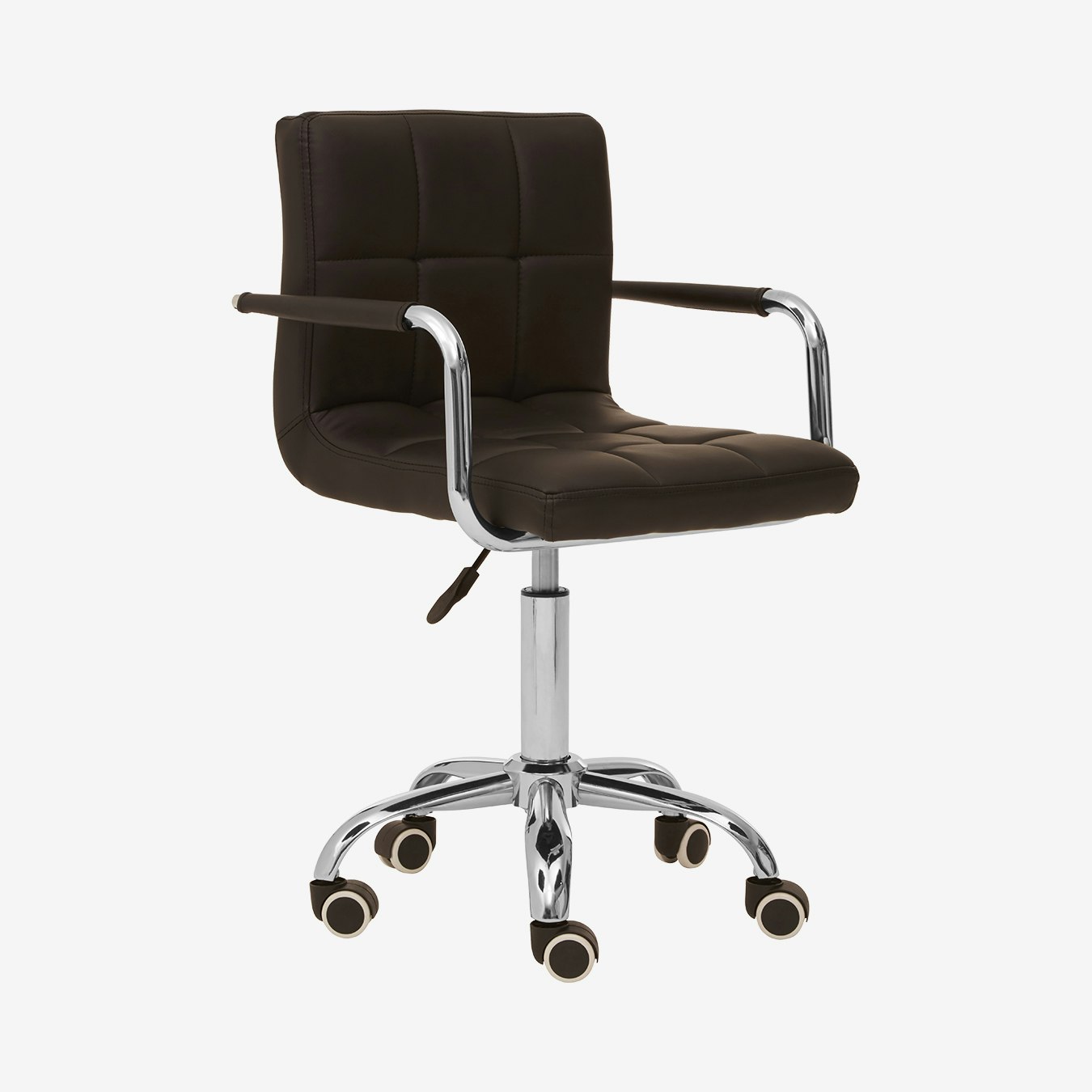 Office Chair with Square Stitch Back - Brown / Chrome by Fifty Five South