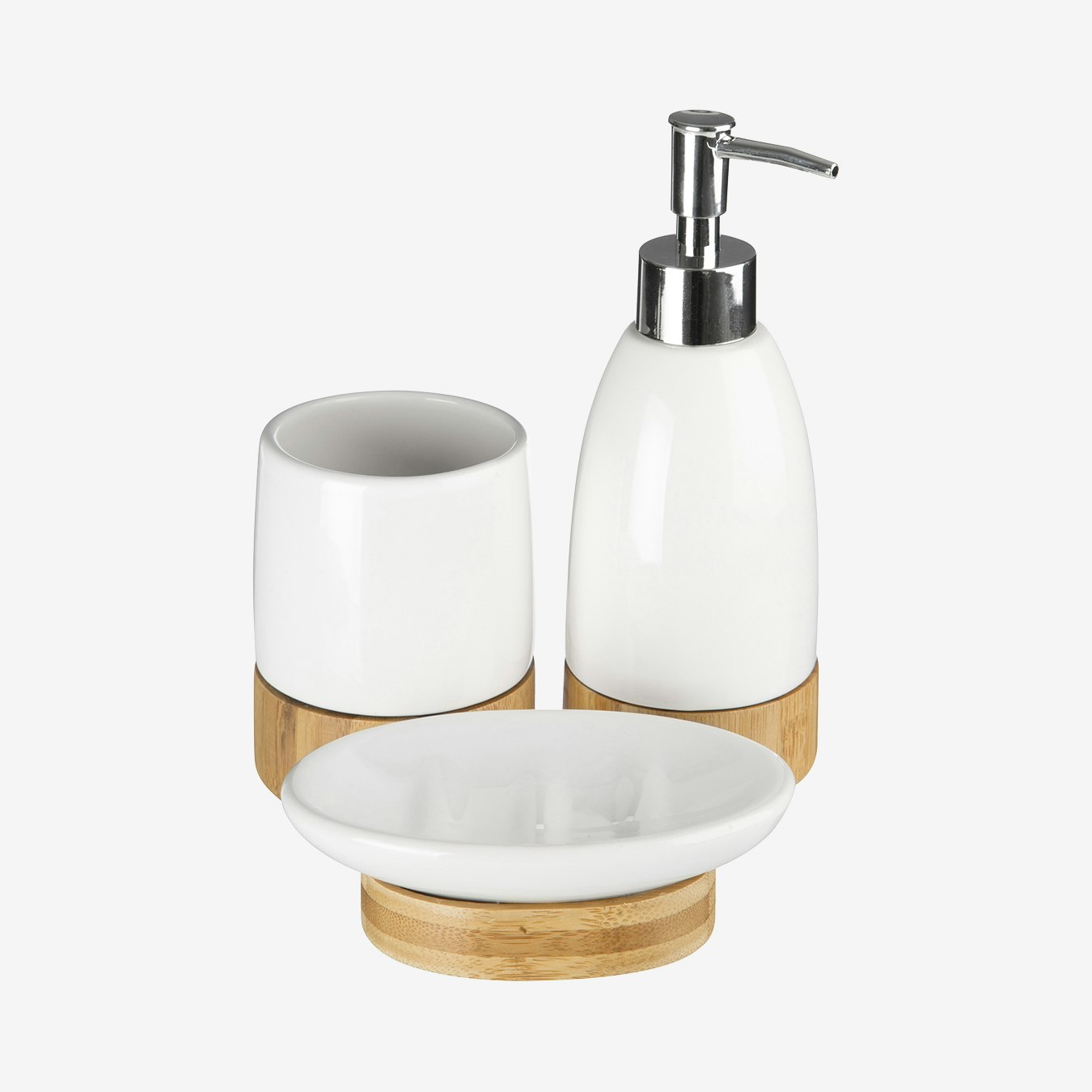 Earth Bathroom Set - White - Set of 3 by Fifty Five South