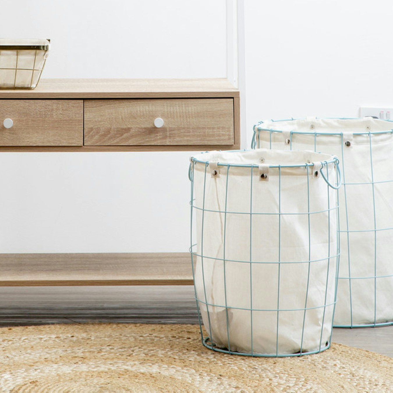 Round Laundry Baskets - Blue - Set of 2 by Fifty Five South