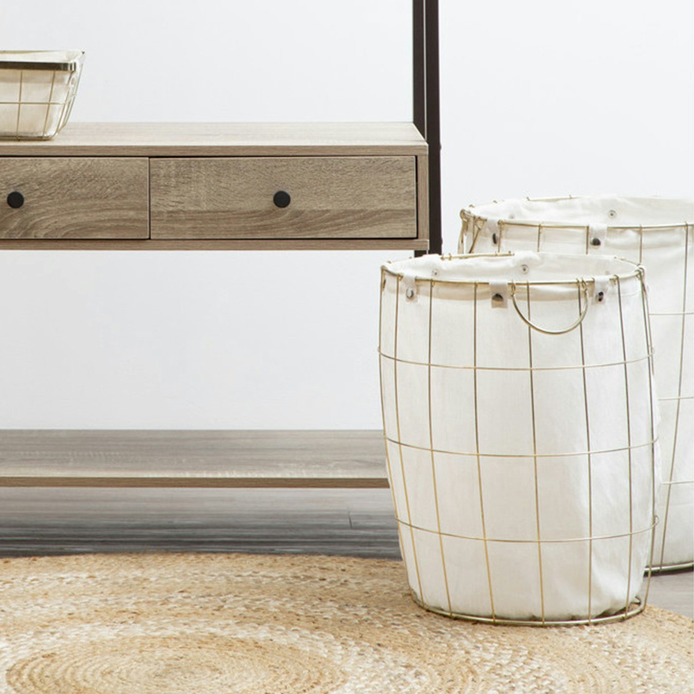 Round Laundry Baskets - Gold - Set of 2 by Fifty Five South