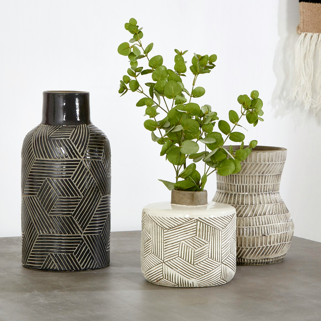Vecto Handcrafted Vase - Creamy White - Earthenware by Fifty Five South