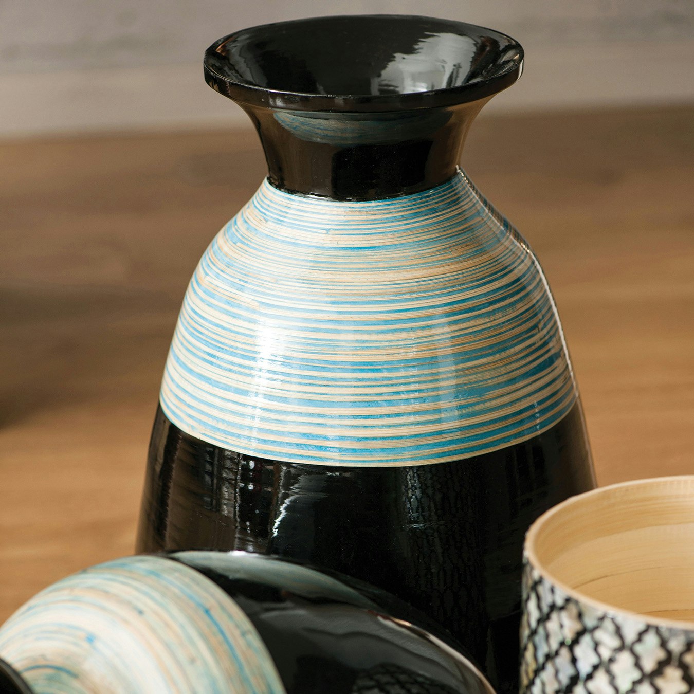 Complements Vase - Black / Natural - Bamboo by Fifty Five South
