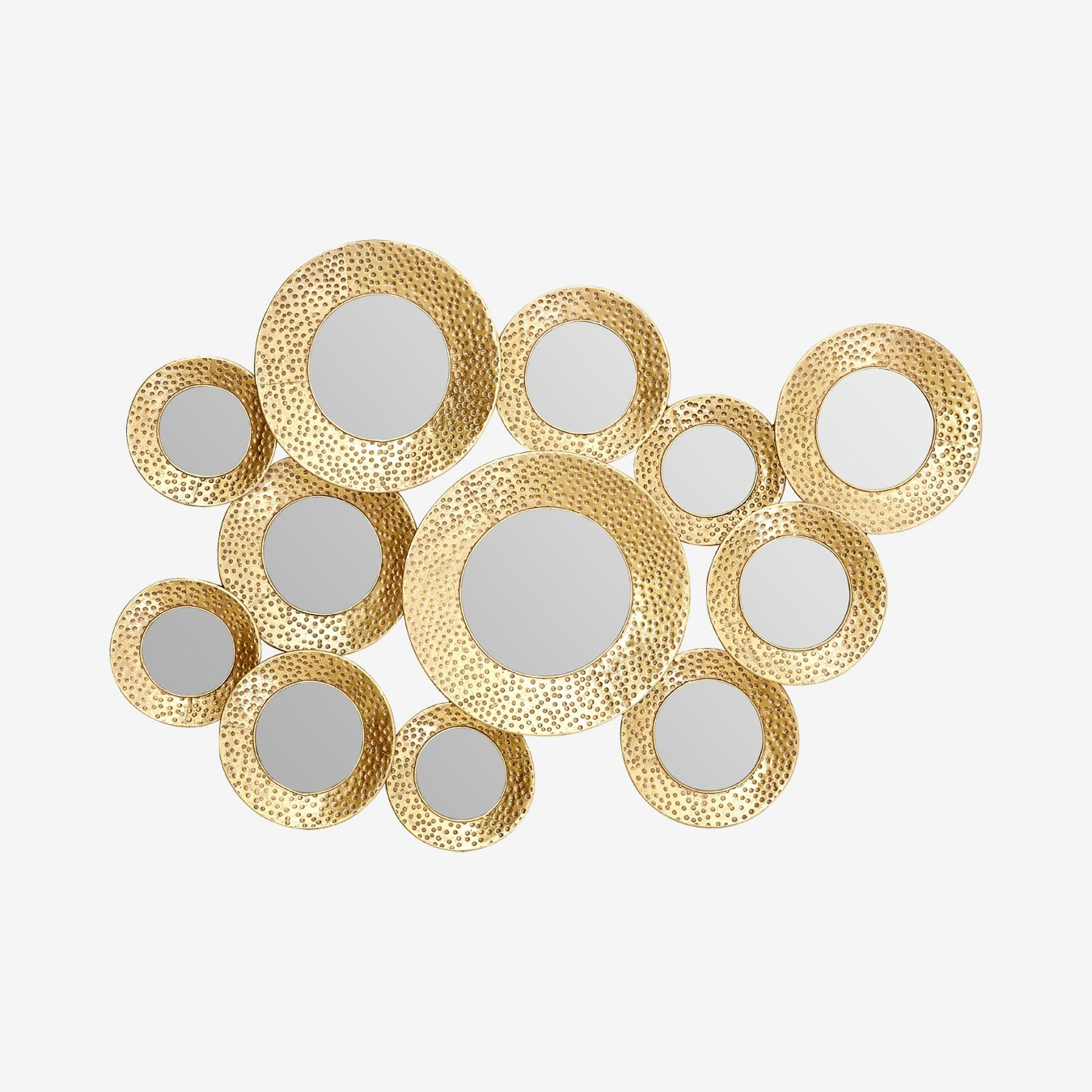 Marcia Multi-circle Wall Mirror - Hammered Gold by Fifty Five South