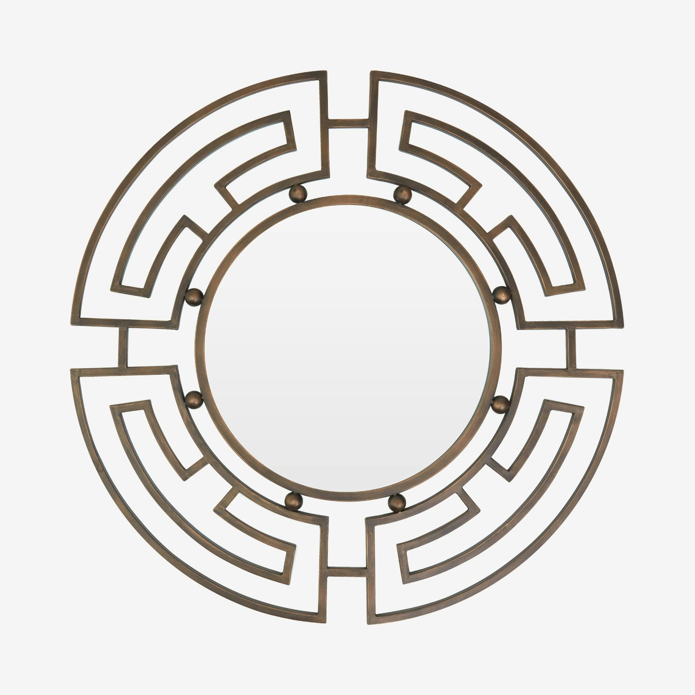 Jalal Round Wall Mirror - Bronze - Metal by Fifty Five South