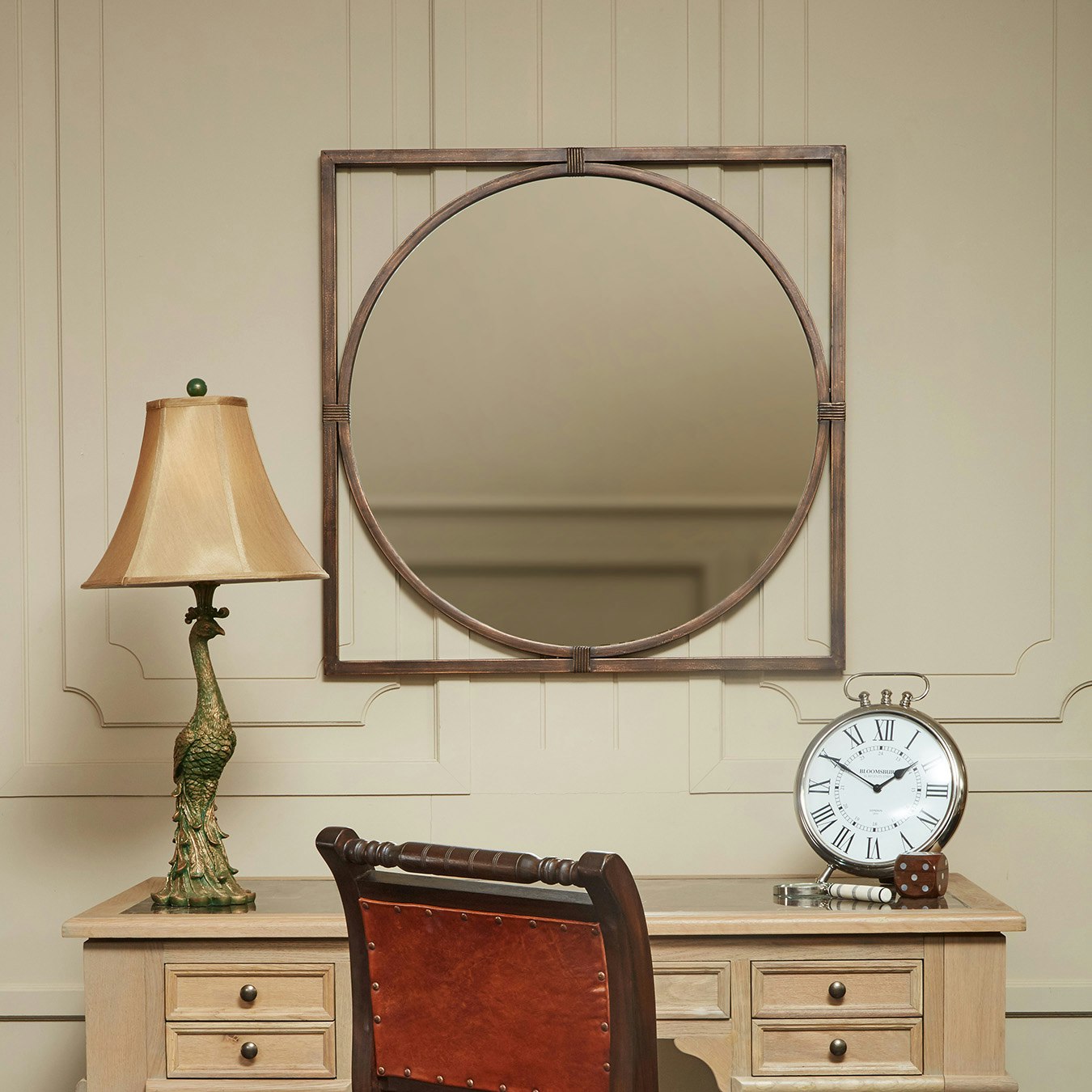Jair Square Wall Mirror - Bronze - Metal by Fifty Five South