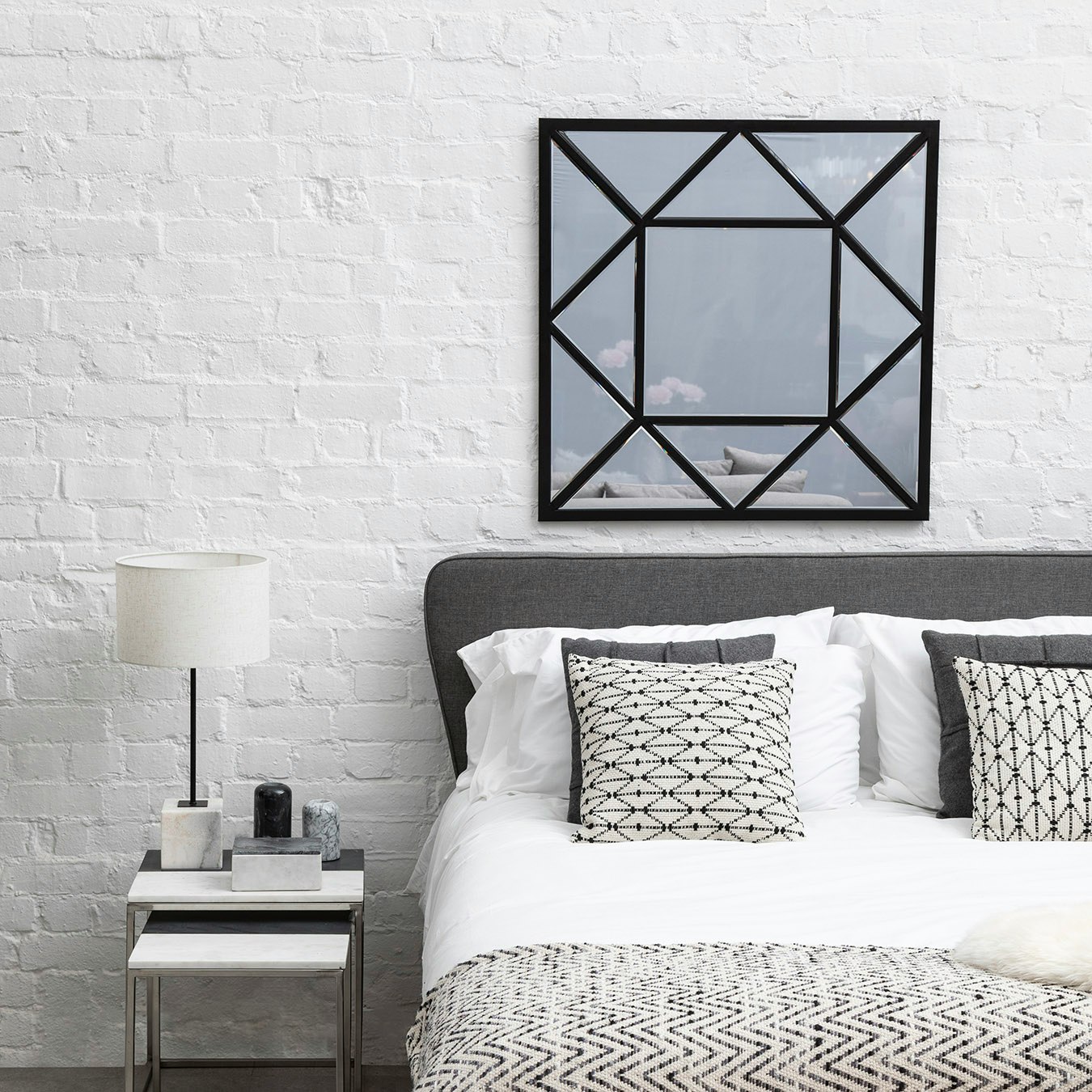 Descartes Wall Mirror - Black - Metal by Fifty Five South