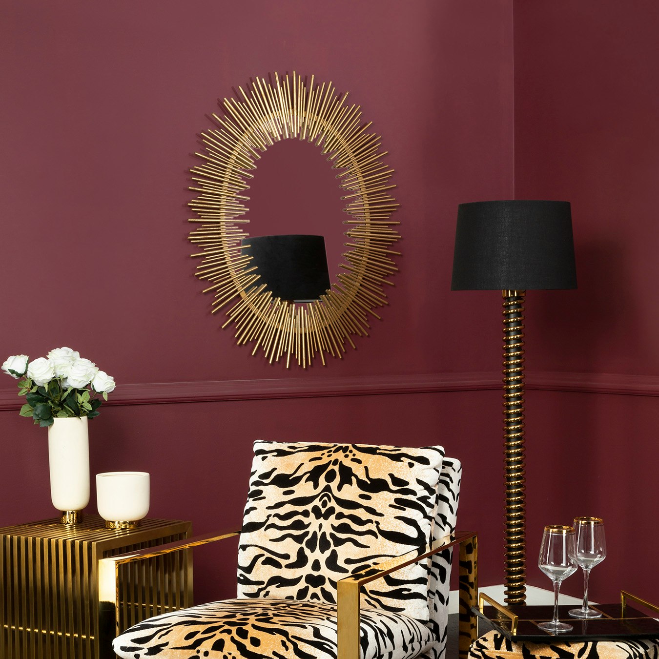 Phalanx Oval Wall Mirror - Gold by Fifty Five South
