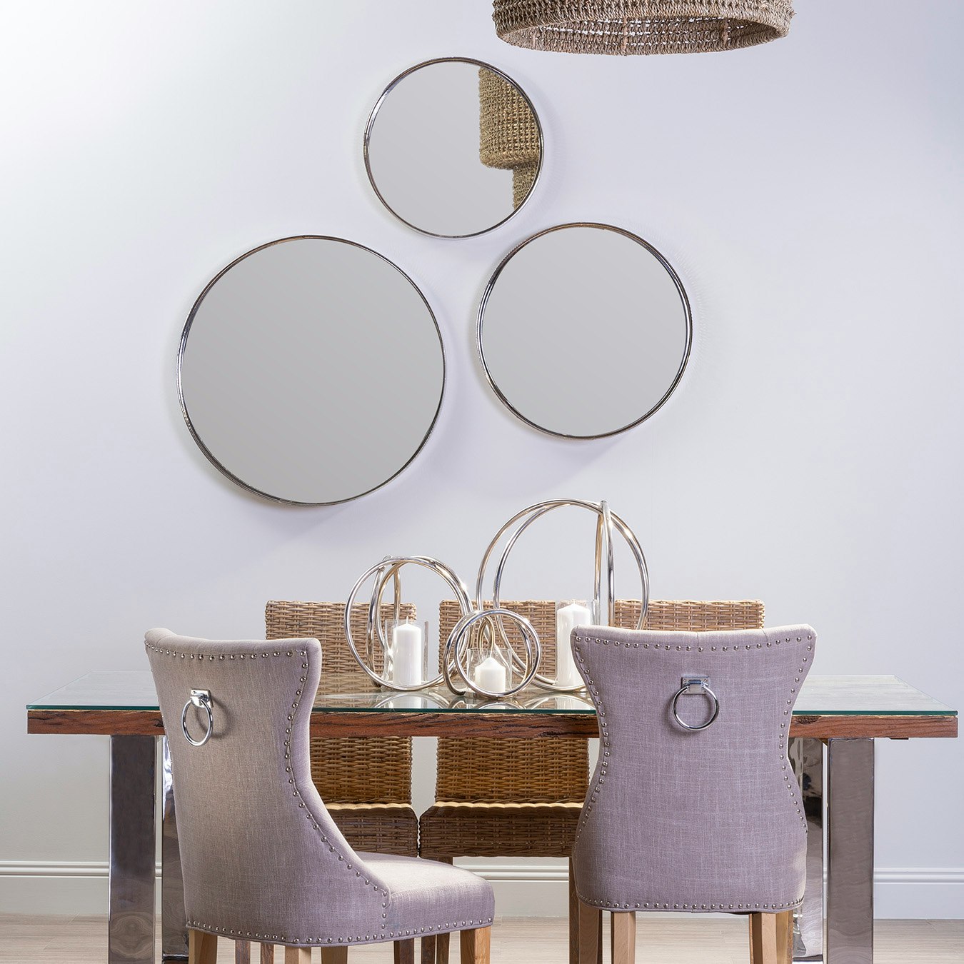 Leonov Round Mirror - Hammered Nickel by Fifty Five South
