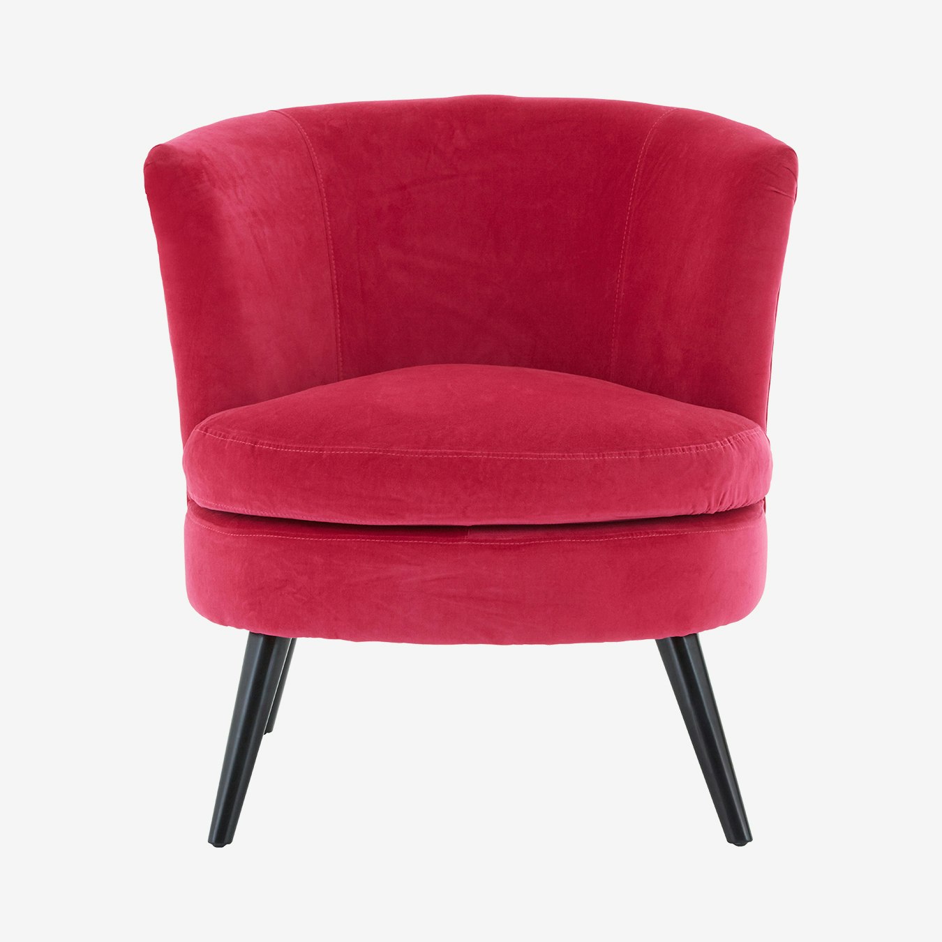 Round Plush Armchair - Pink - Birchwood / Cotton Velvet - Fifty Five South